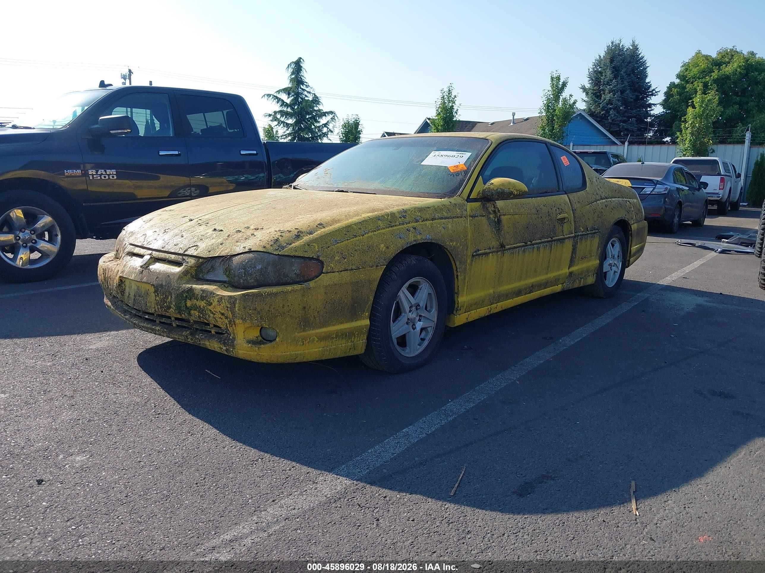 2004 Chevrolet Monte Carlo Ss Yellow vin: 2G1WX15K249208178
