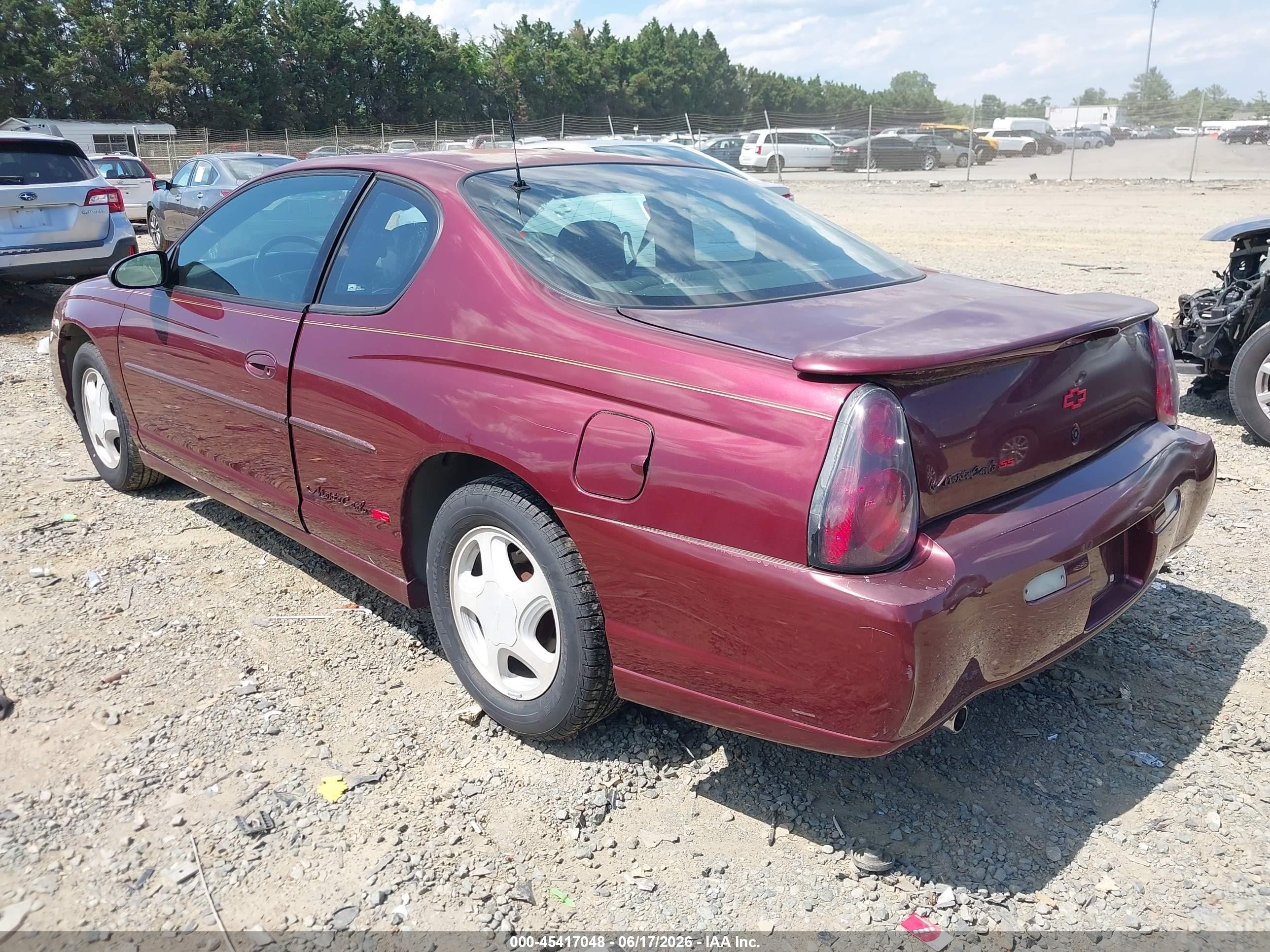 2001 Chevrolet Monte Carlo Ss Бордовый vin: 2G1WX15K519352836