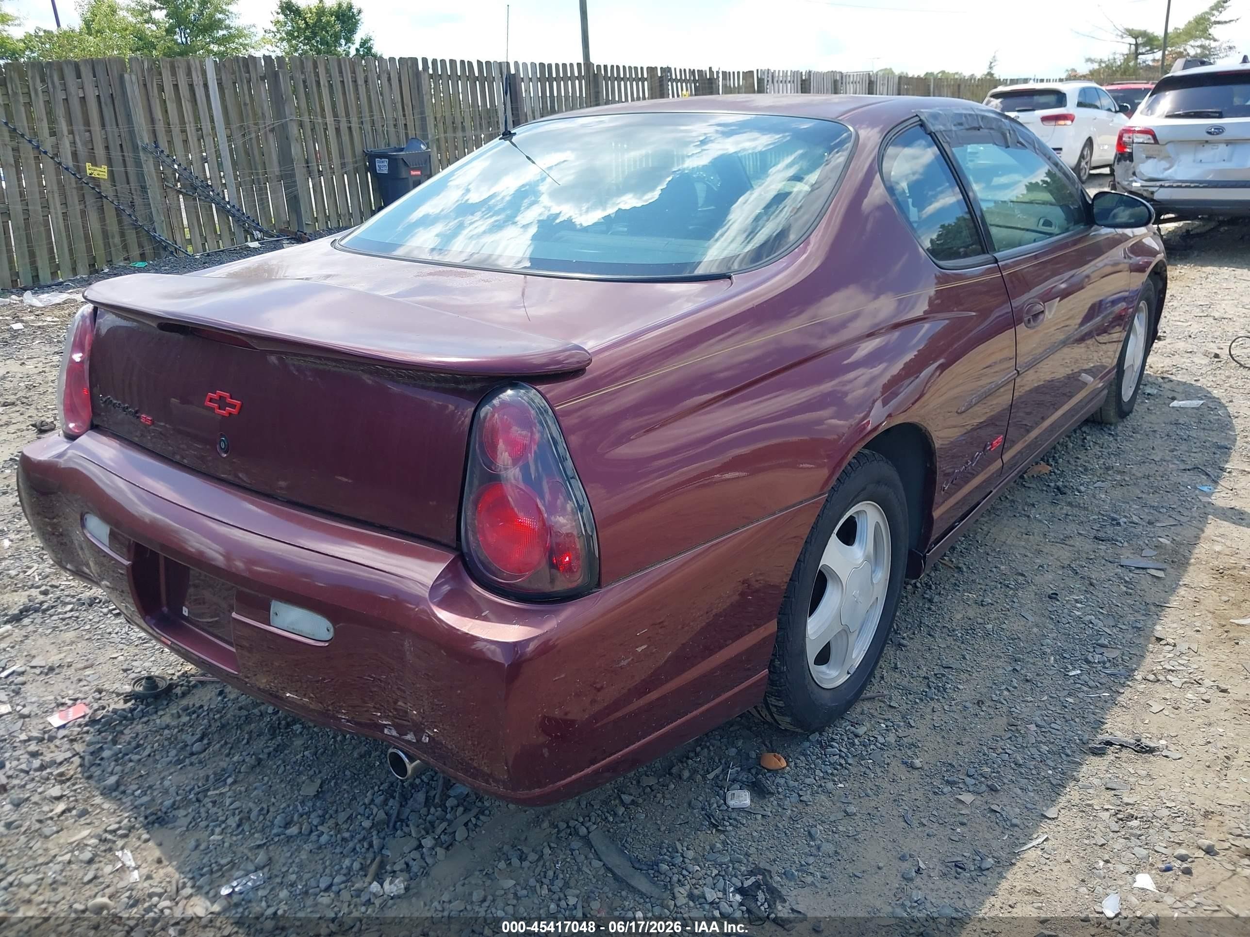 2001 Chevrolet Monte Carlo Ss Бордовый vin: 2G1WX15K519352836