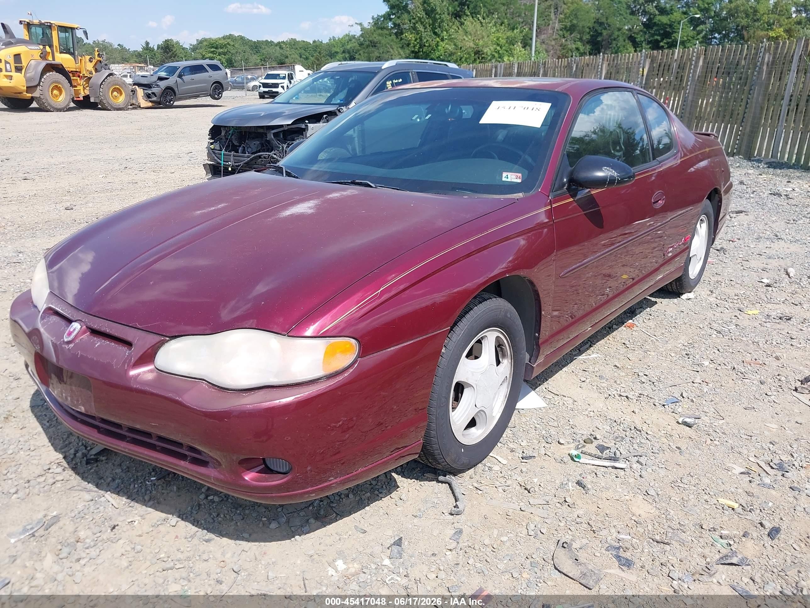 2001 Chevrolet Monte Carlo Ss Бордовый vin: 2G1WX15K519352836