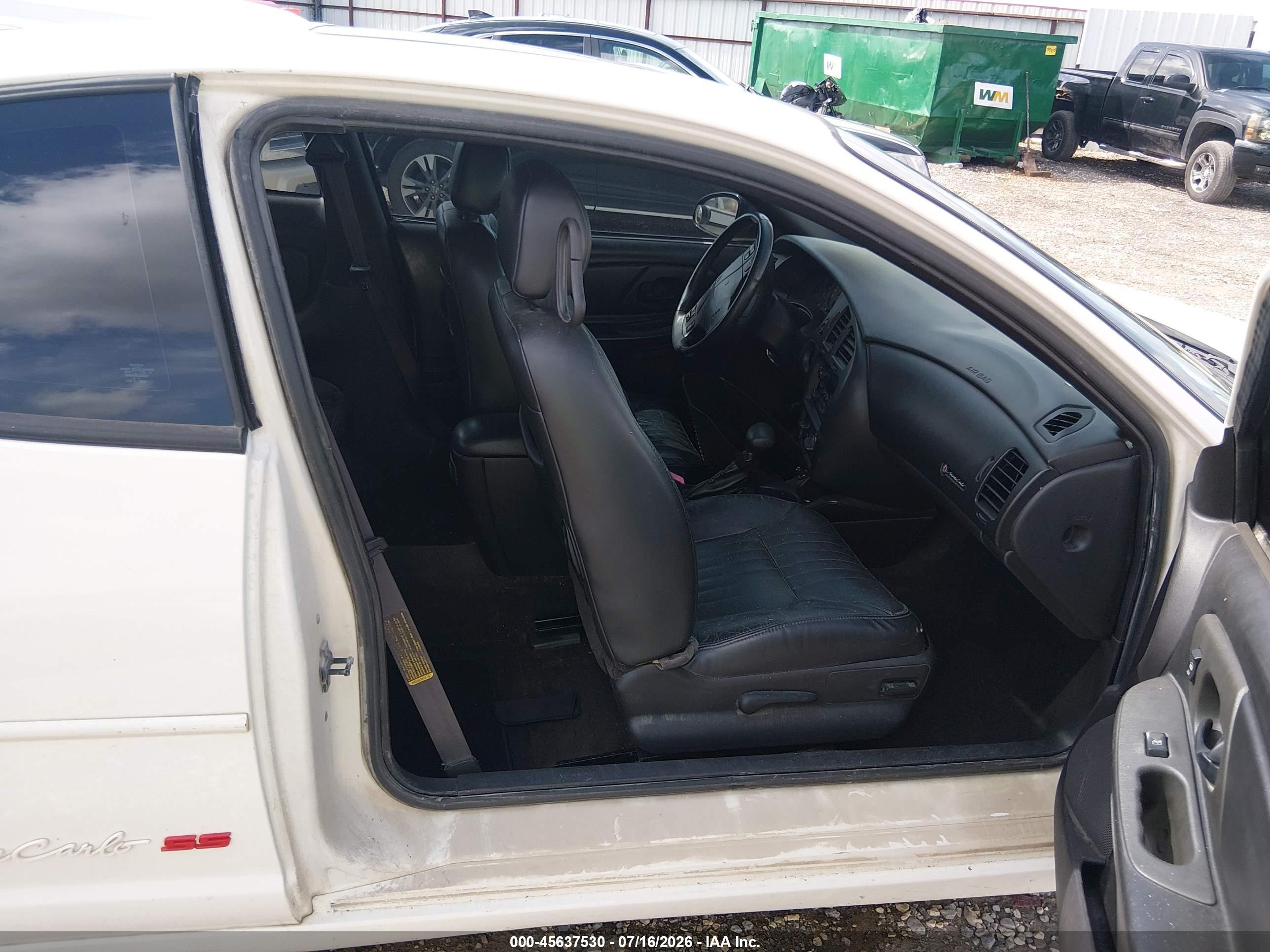2001 Chevrolet Monte Carlo Ss White vin: 2G1WX15K619128300