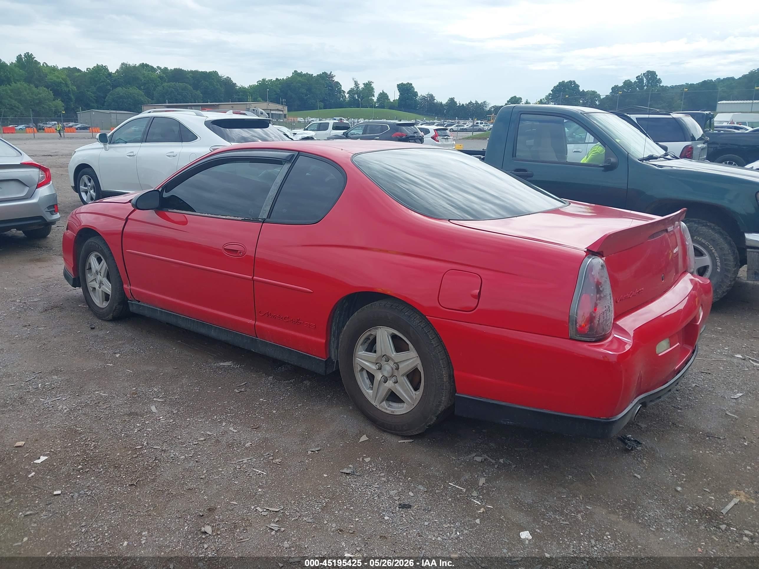 2002 Chevrolet Monte Carlo Ss Red vin: 2G1WX15K629170385