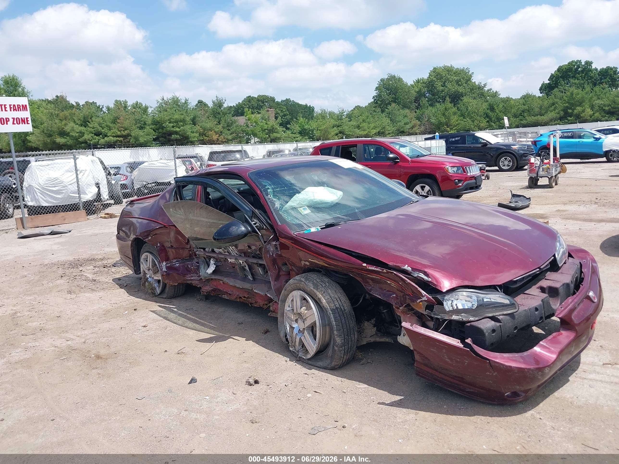 2002 Chevrolet Monte Carlo Ss Maroon vin: 2G1WX15K629373468