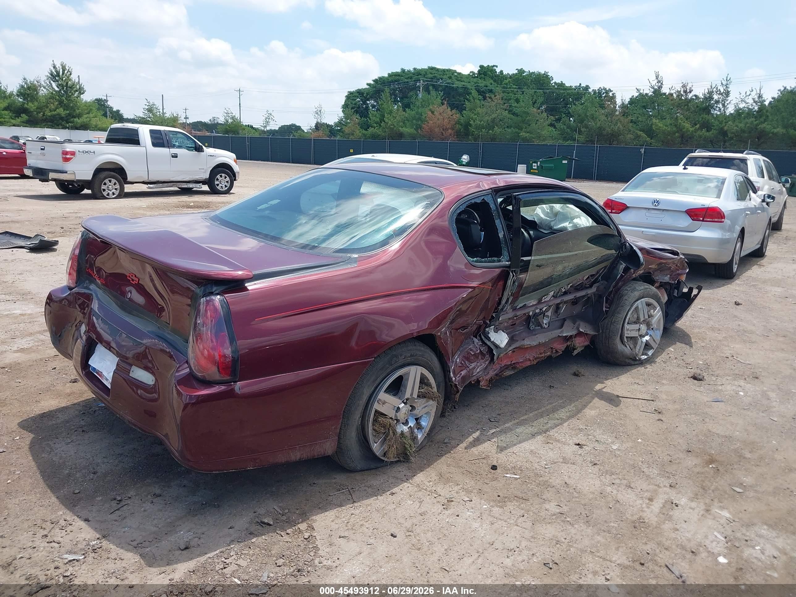 2002 Chevrolet Monte Carlo Ss Maroon vin: 2G1WX15K629373468