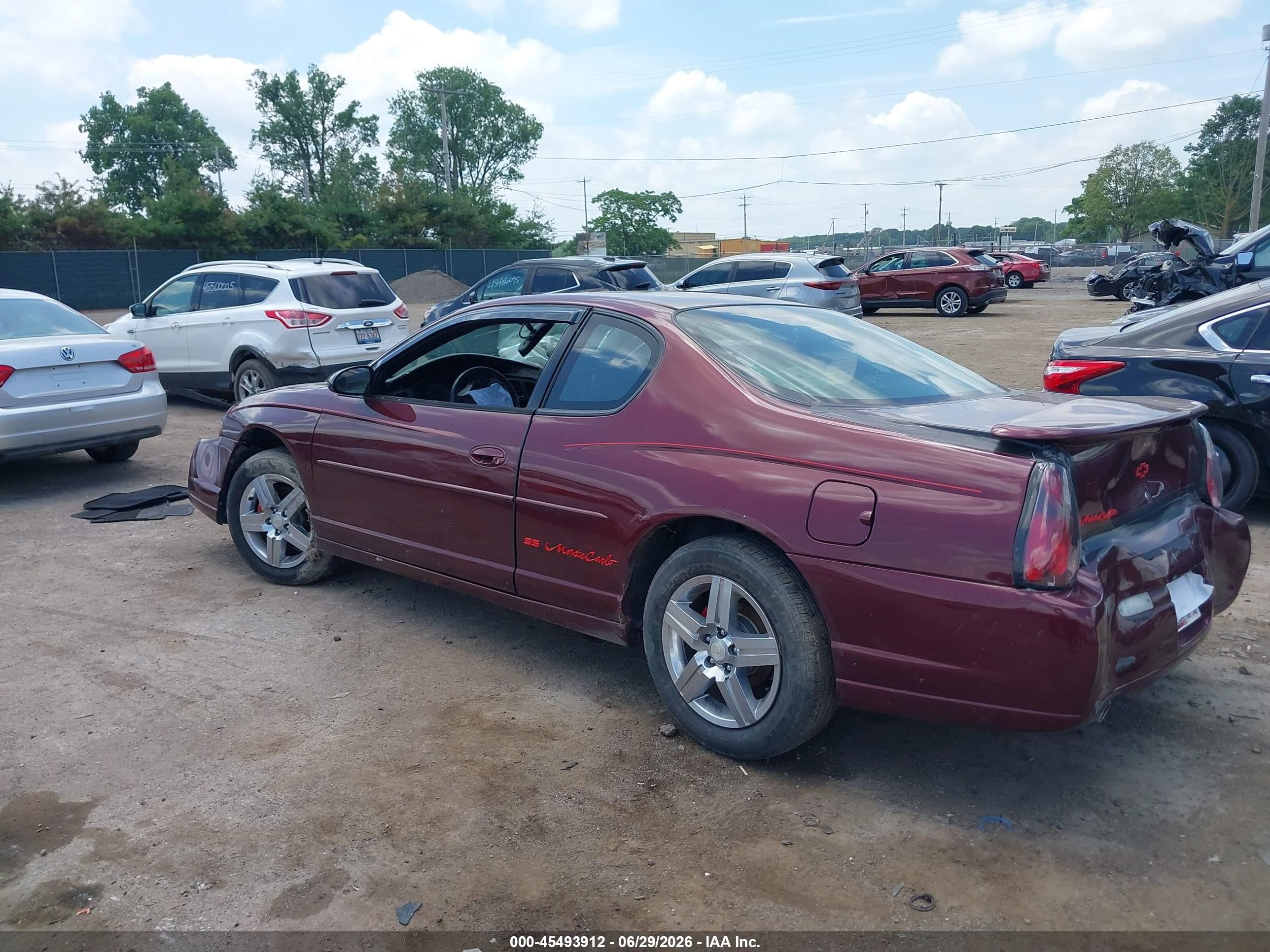 2002 Chevrolet Monte Carlo Ss Maroon vin: 2G1WX15K629373468