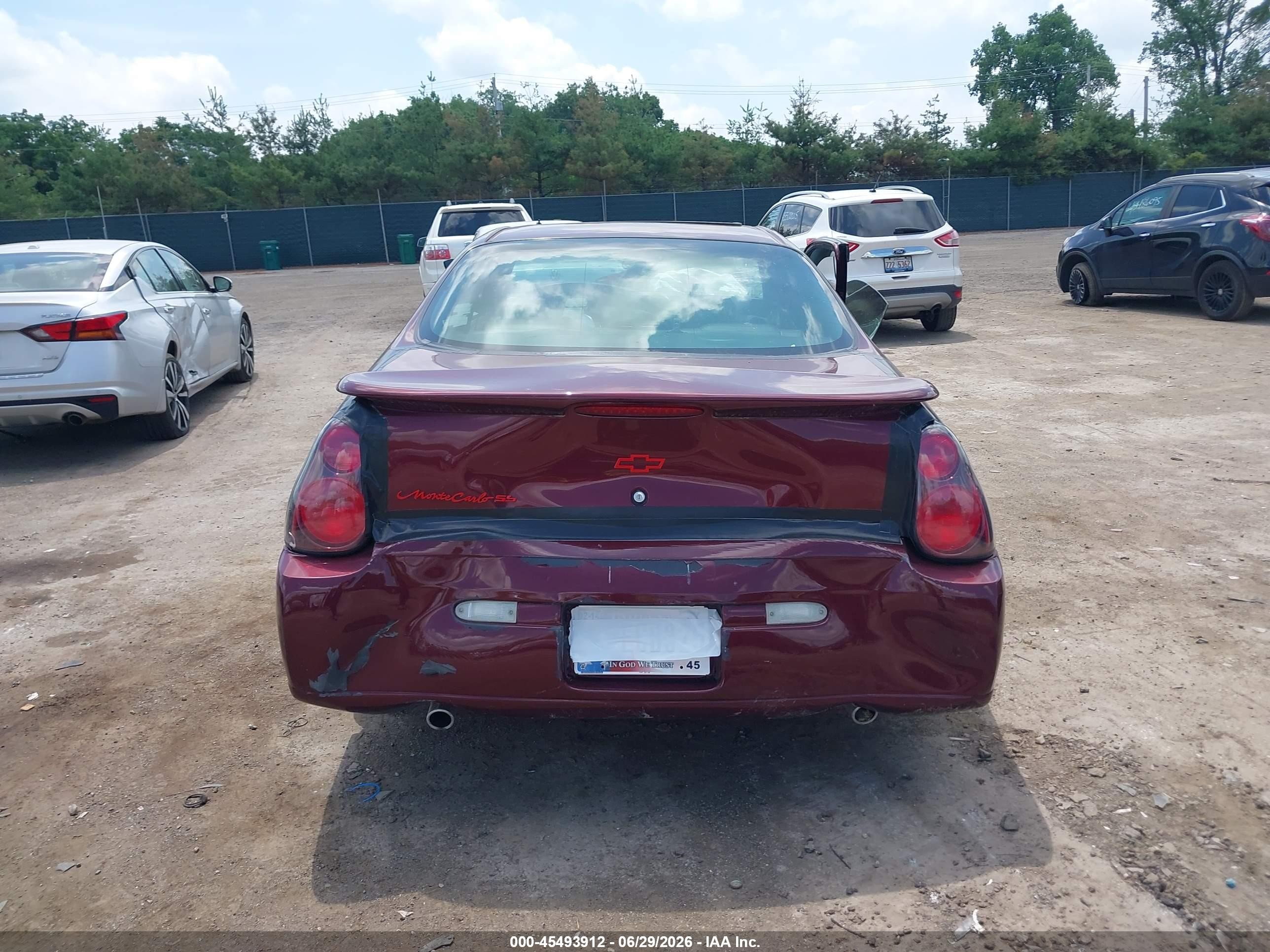 2002 Chevrolet Monte Carlo Ss Maroon vin: 2G1WX15K629373468