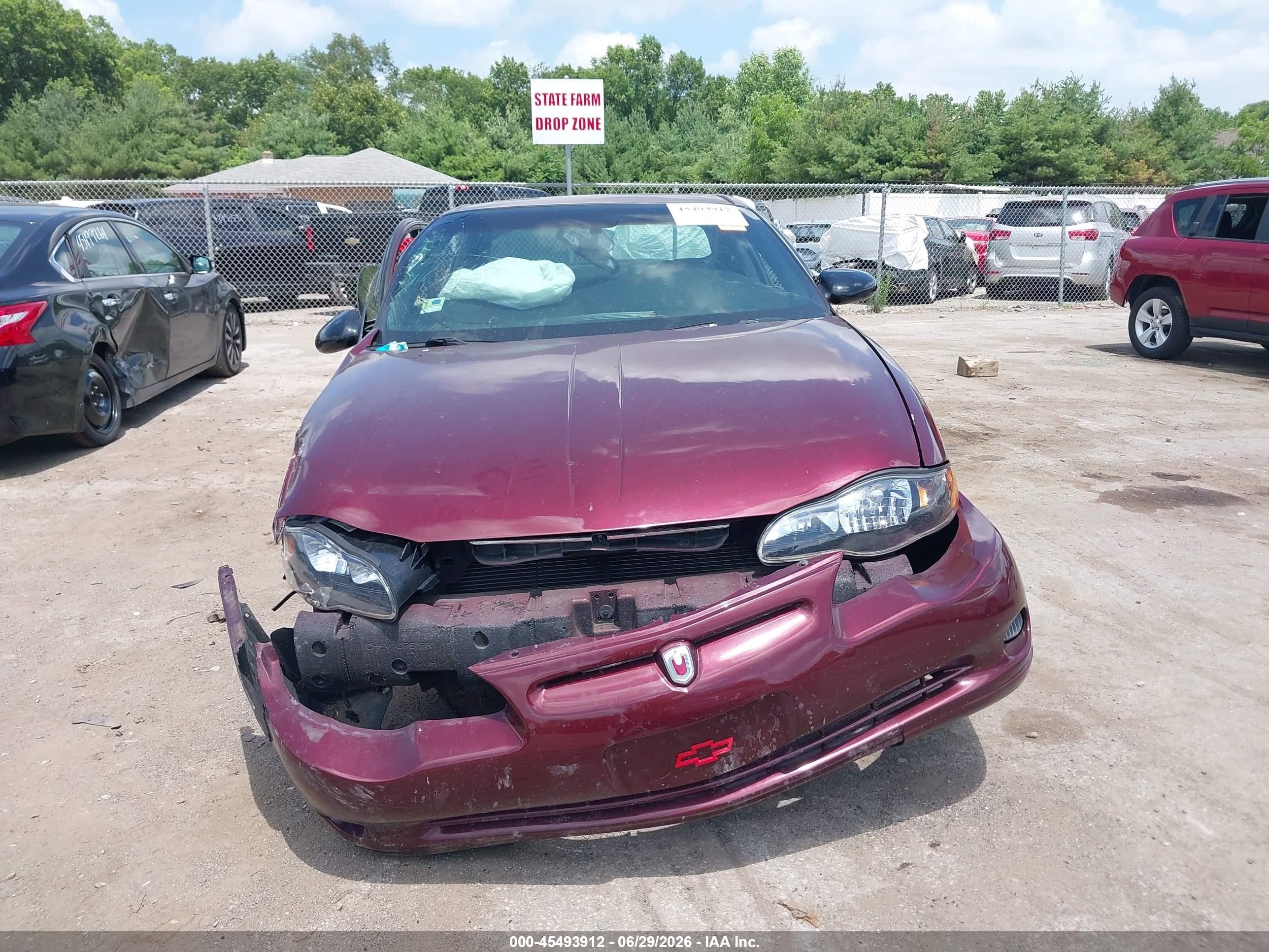 2002 Chevrolet Monte Carlo Ss Maroon vin: 2G1WX15K629373468