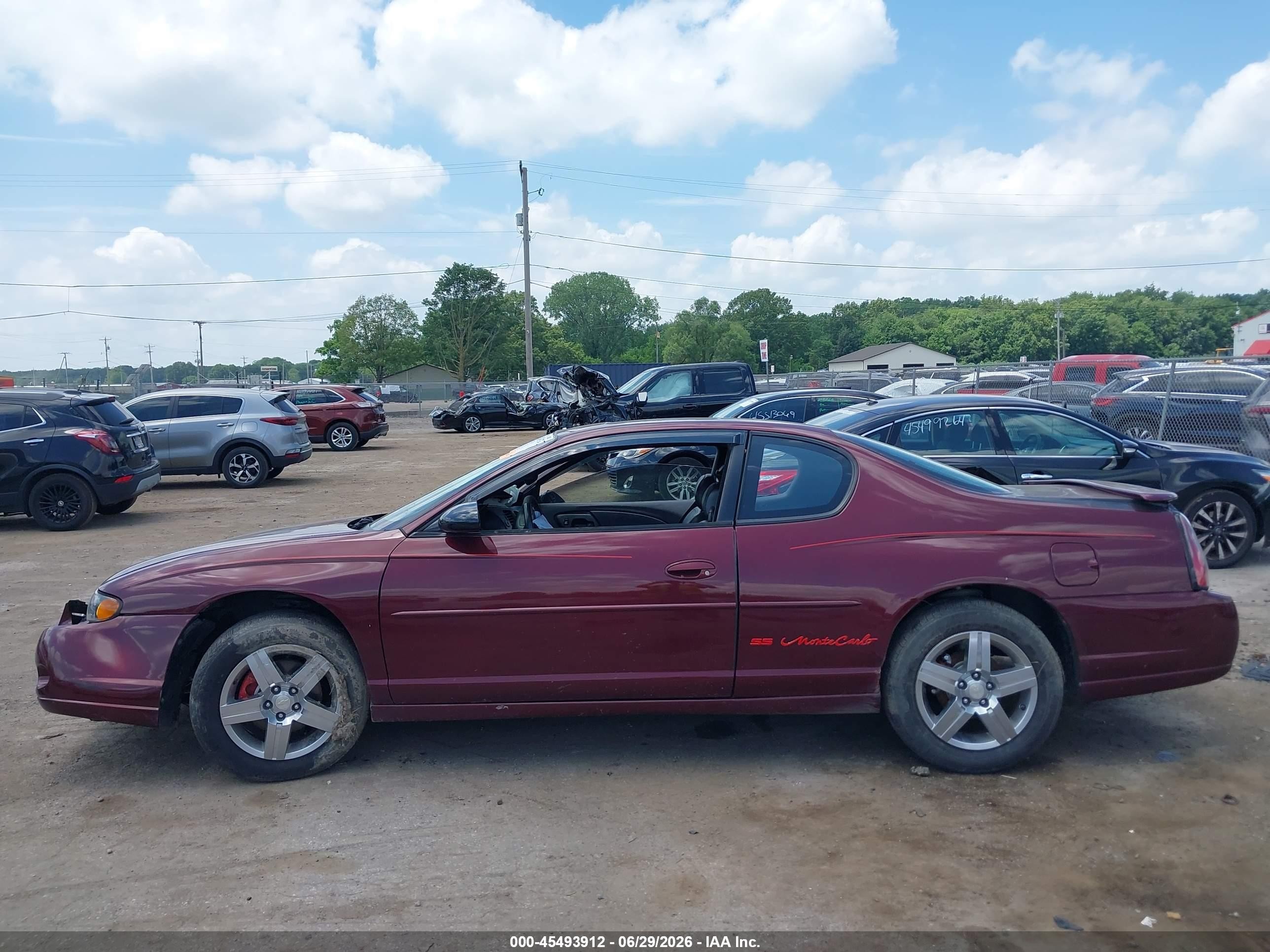 2002 Chevrolet Monte Carlo Ss Maroon vin: 2G1WX15K629373468