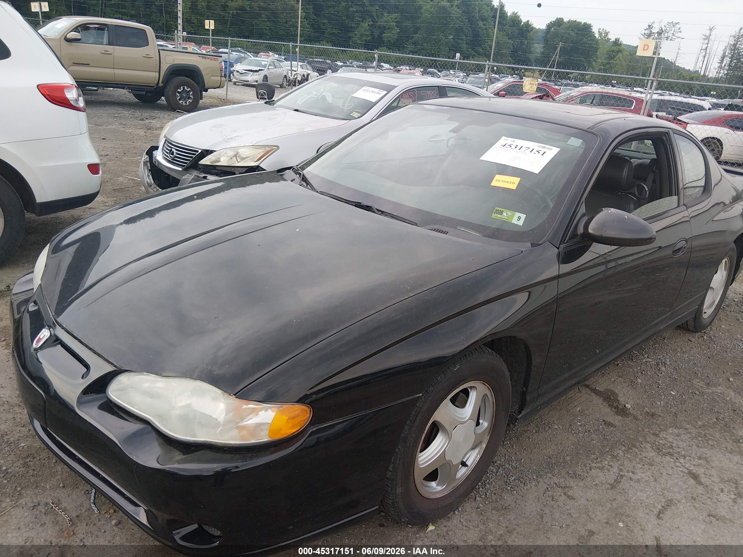 2005 Chevrolet Monte Carlo Lt Black vin: 2G1WX15K659102138