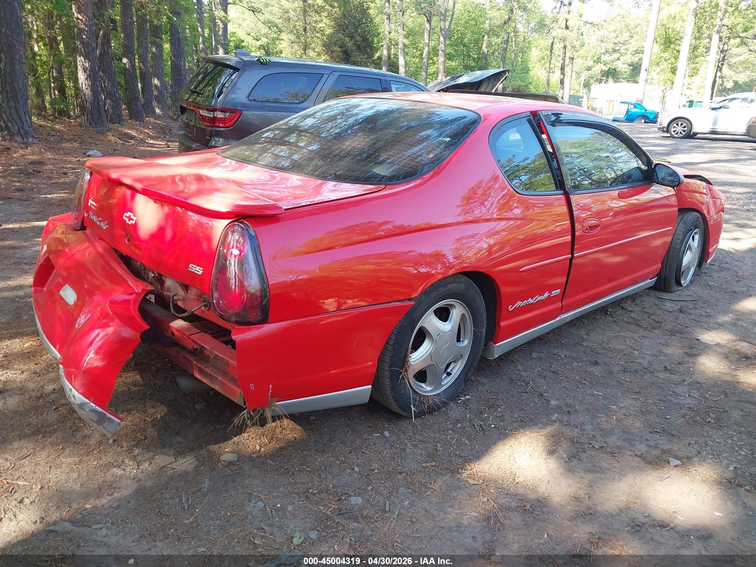 2001 Chevrolet Monte Carlo Ss Red vin: 2G1WX15K719179188