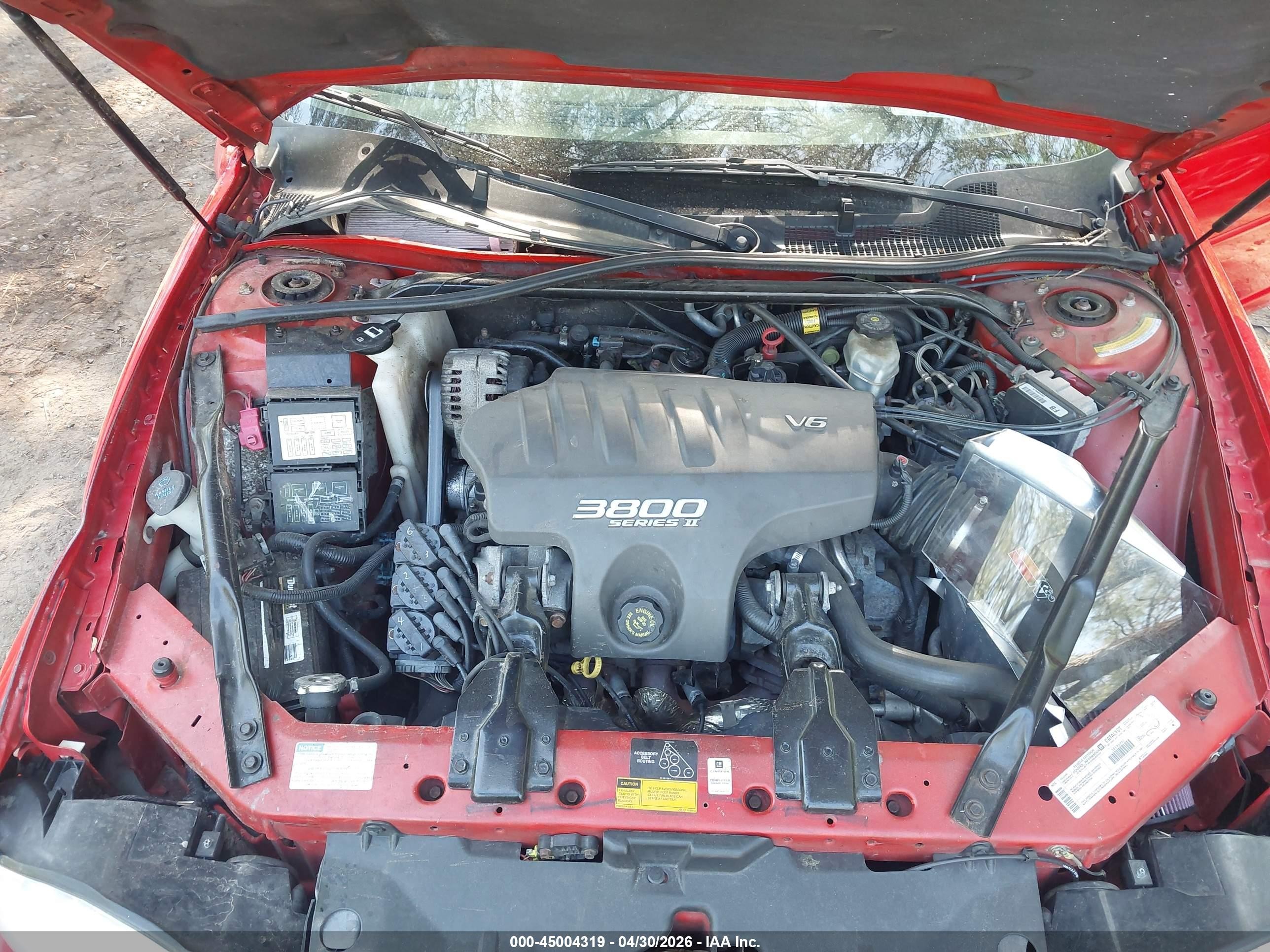 2001 Chevrolet Monte Carlo Ss Red vin: 2G1WX15K719179188