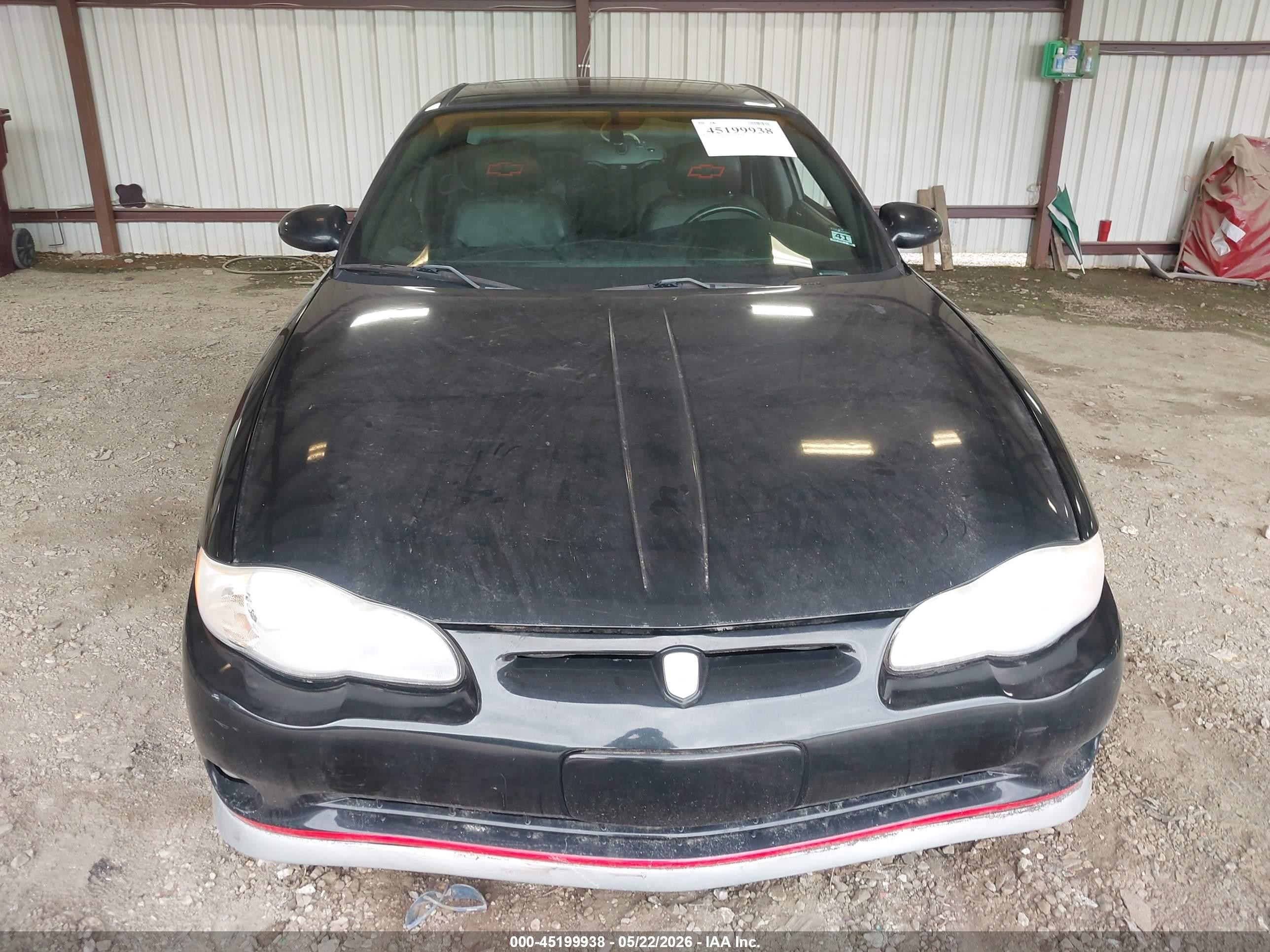 2002 Chevrolet Monte Carlo Ss Black vin: 2G1WX15K829218954