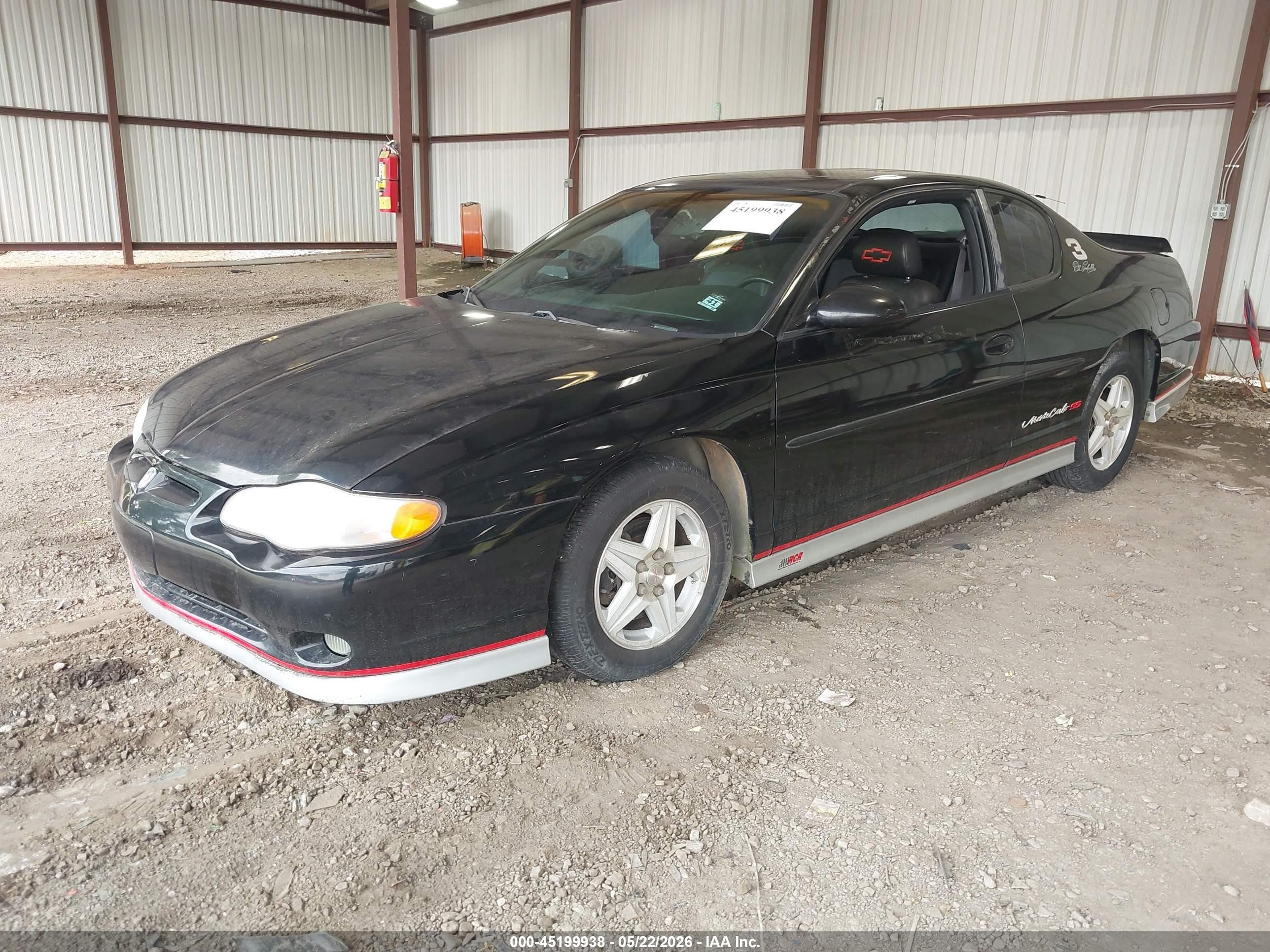 2002 Chevrolet Monte Carlo Ss Black vin: 2G1WX15K829218954