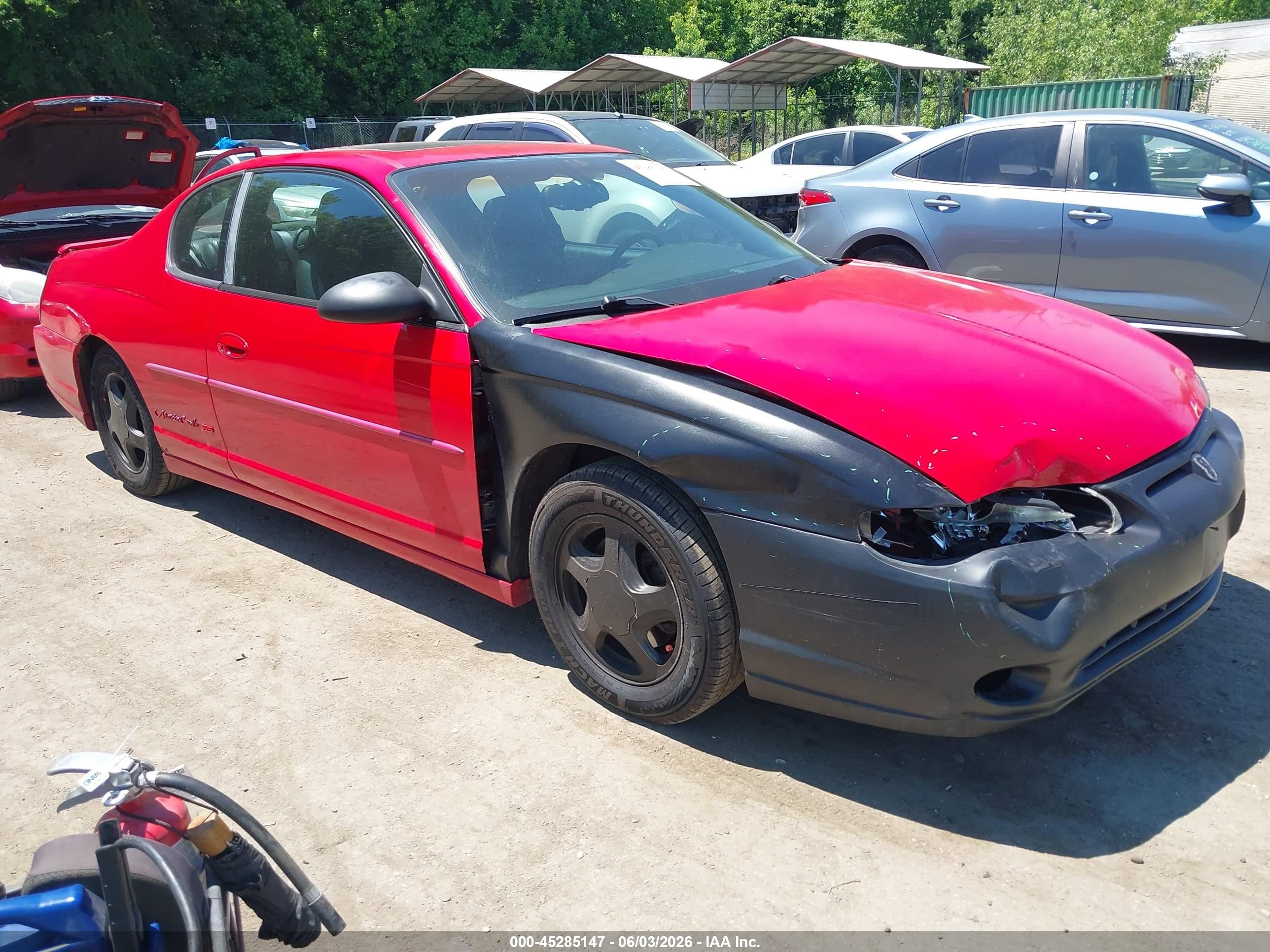 2002 Chevrolet Monte Carlo Ss Red vin: 2G1WX15K929193983