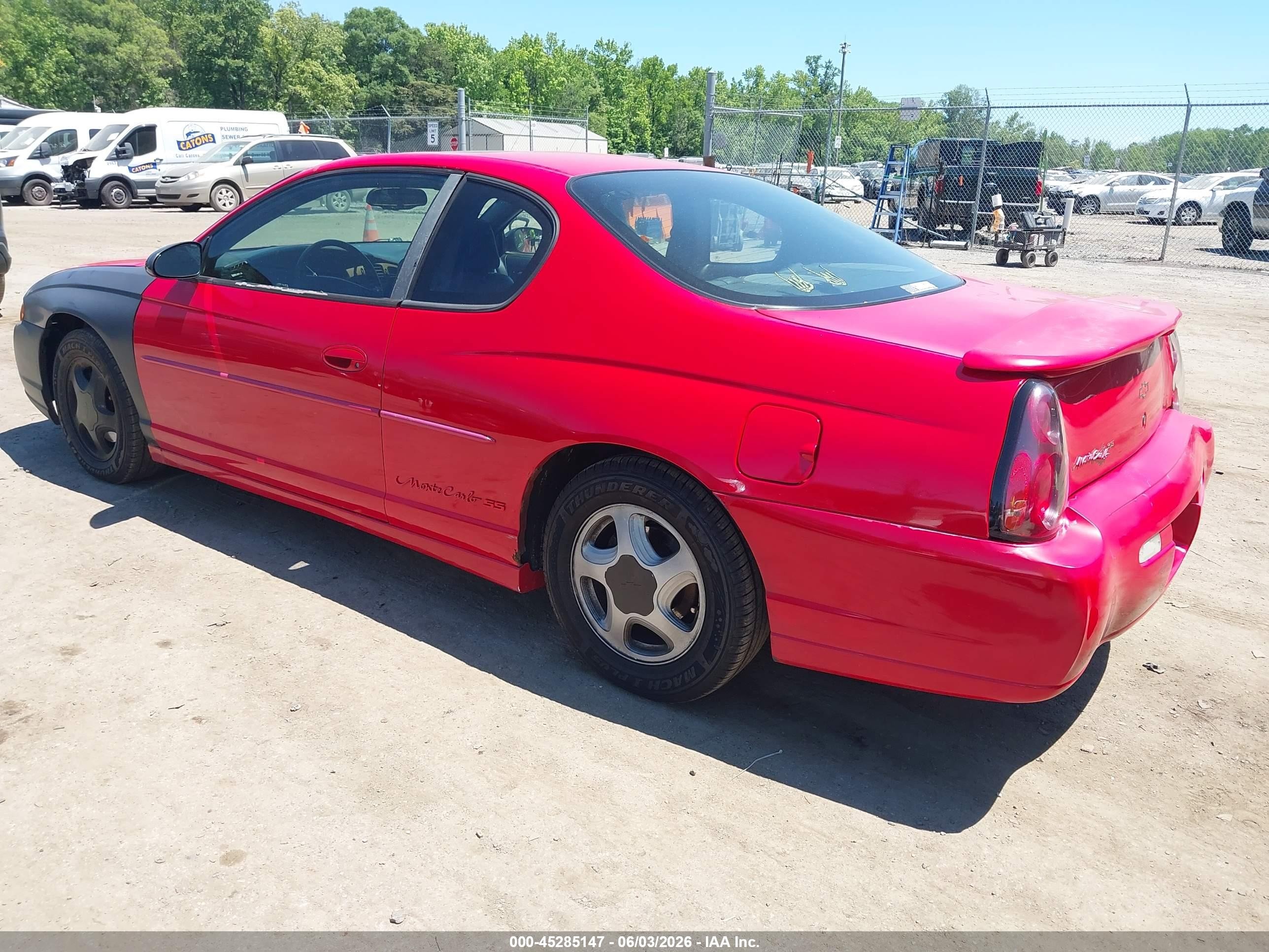 2002 Chevrolet Monte Carlo Ss Red vin: 2G1WX15K929193983
