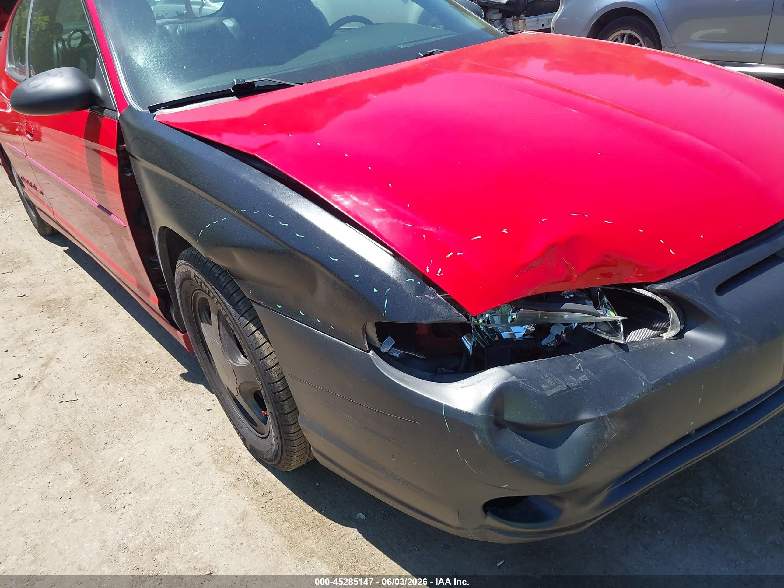 2002 Chevrolet Monte Carlo Ss Red vin: 2G1WX15K929193983