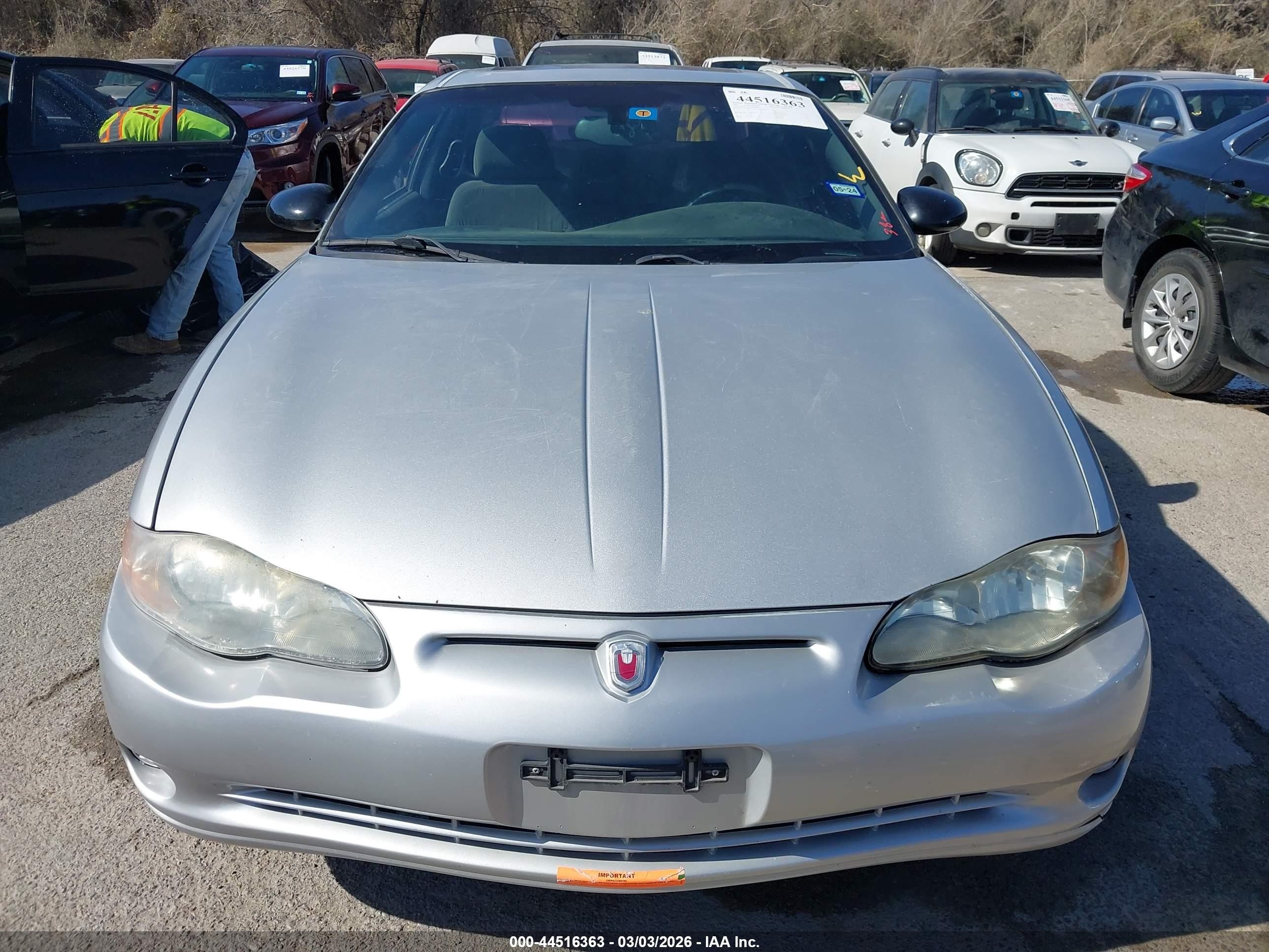 2001 Chevrolet Monte Carlo Ss Silver vin: 2G1WX15KX19166287
