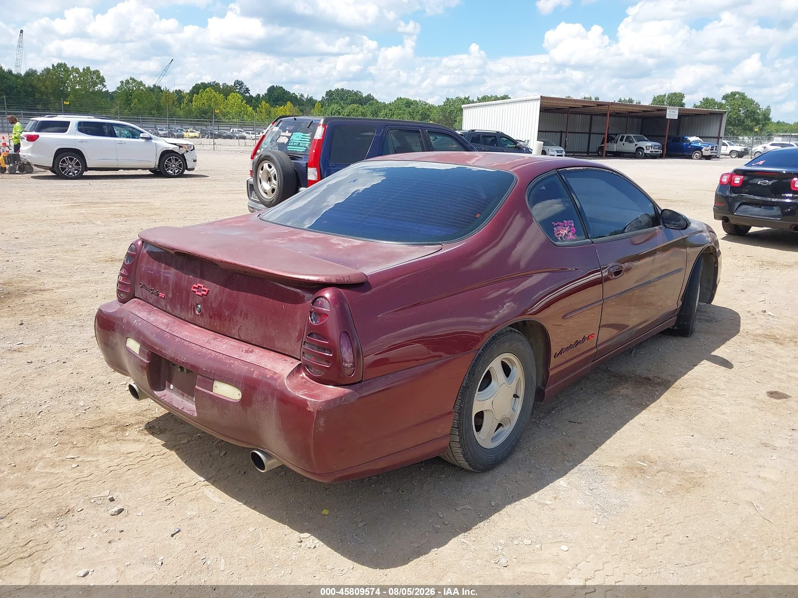 2001 Chevrolet Monte Carlo Ss Maroon vin: 2G1WX15KX19344649
