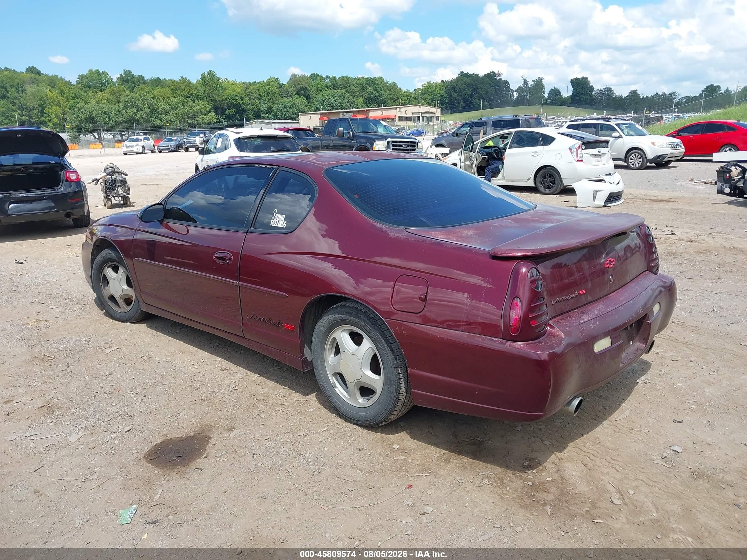 2001 Chevrolet Monte Carlo Ss Maroon vin: 2G1WX15KX19344649