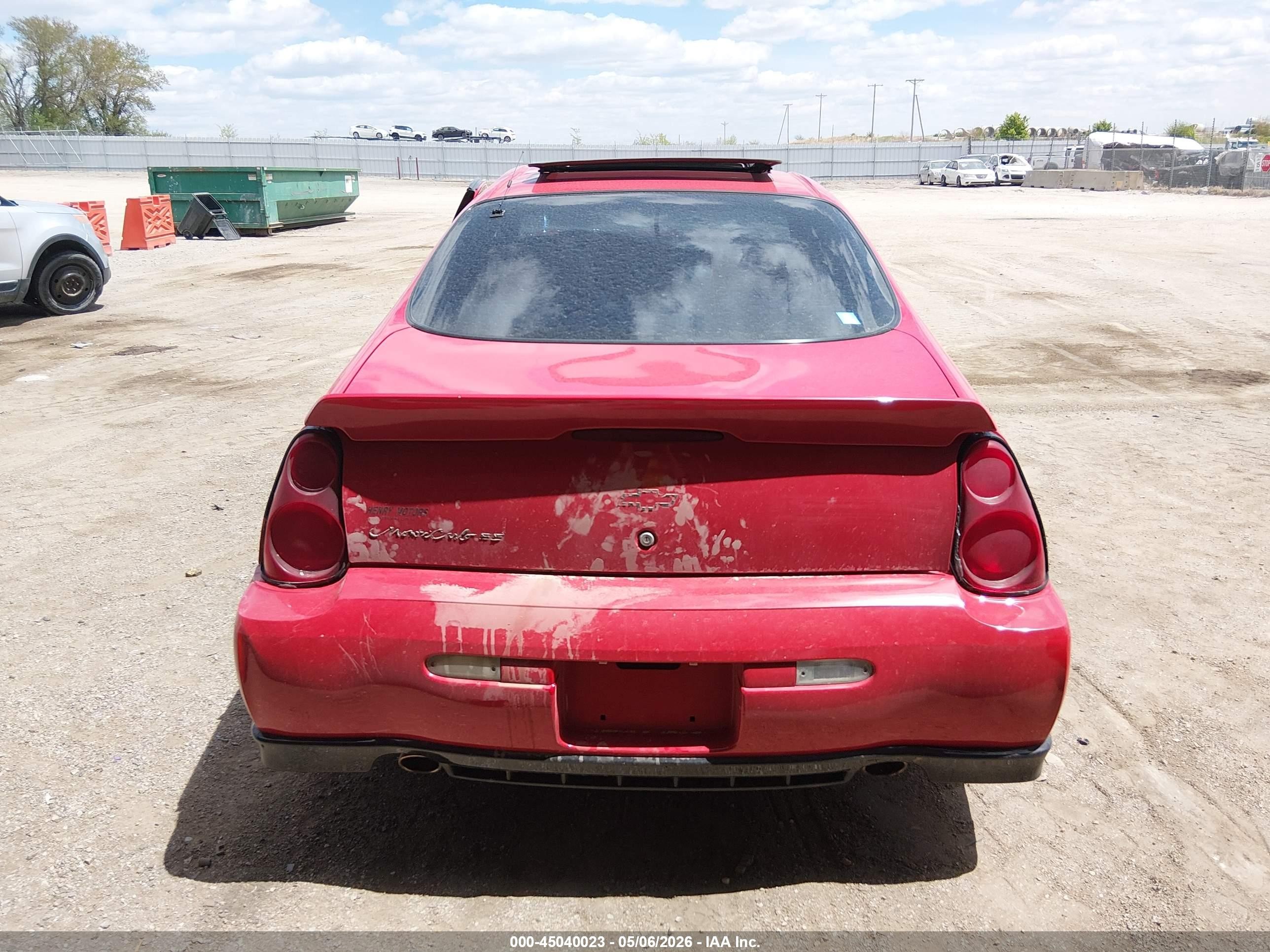 2004 Chevrolet Monte Carlo Supercharged Ss Red vin: 2G1WZ121649395916
