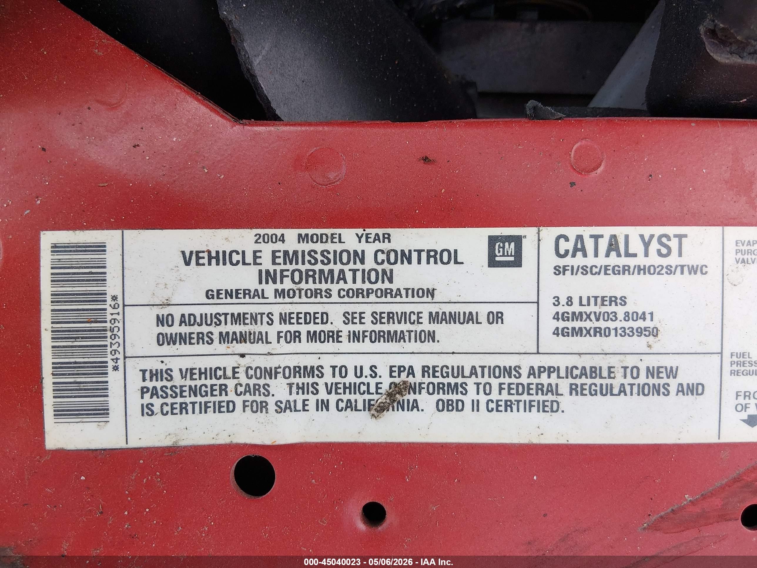 2004 Chevrolet Monte Carlo Supercharged Ss Red vin: 2G1WZ121649395916