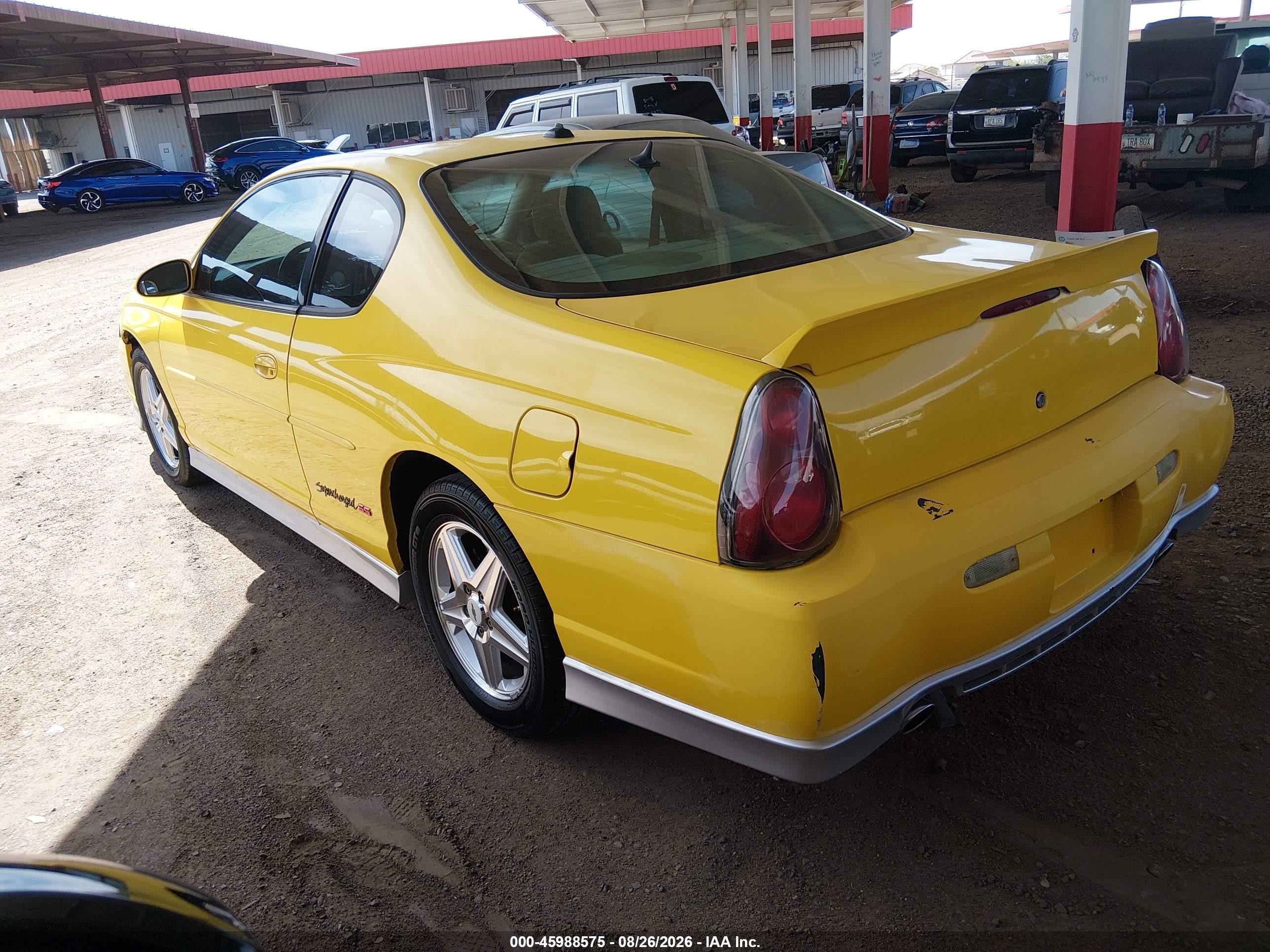 2004 Chevrolet Monte Carlo Supercharged Ss Yellow vin: 2G1WZ121849181574