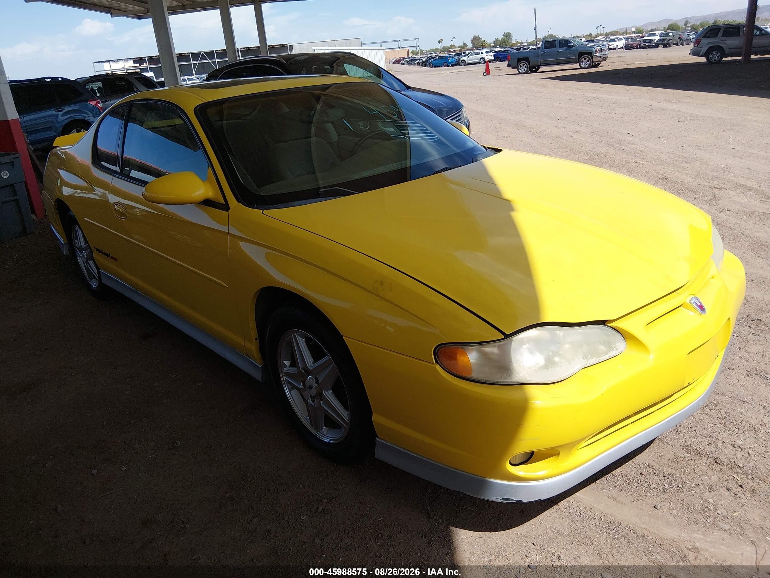 2004 Chevrolet Monte Carlo Supercharged Ss Yellow vin: 2G1WZ121849181574