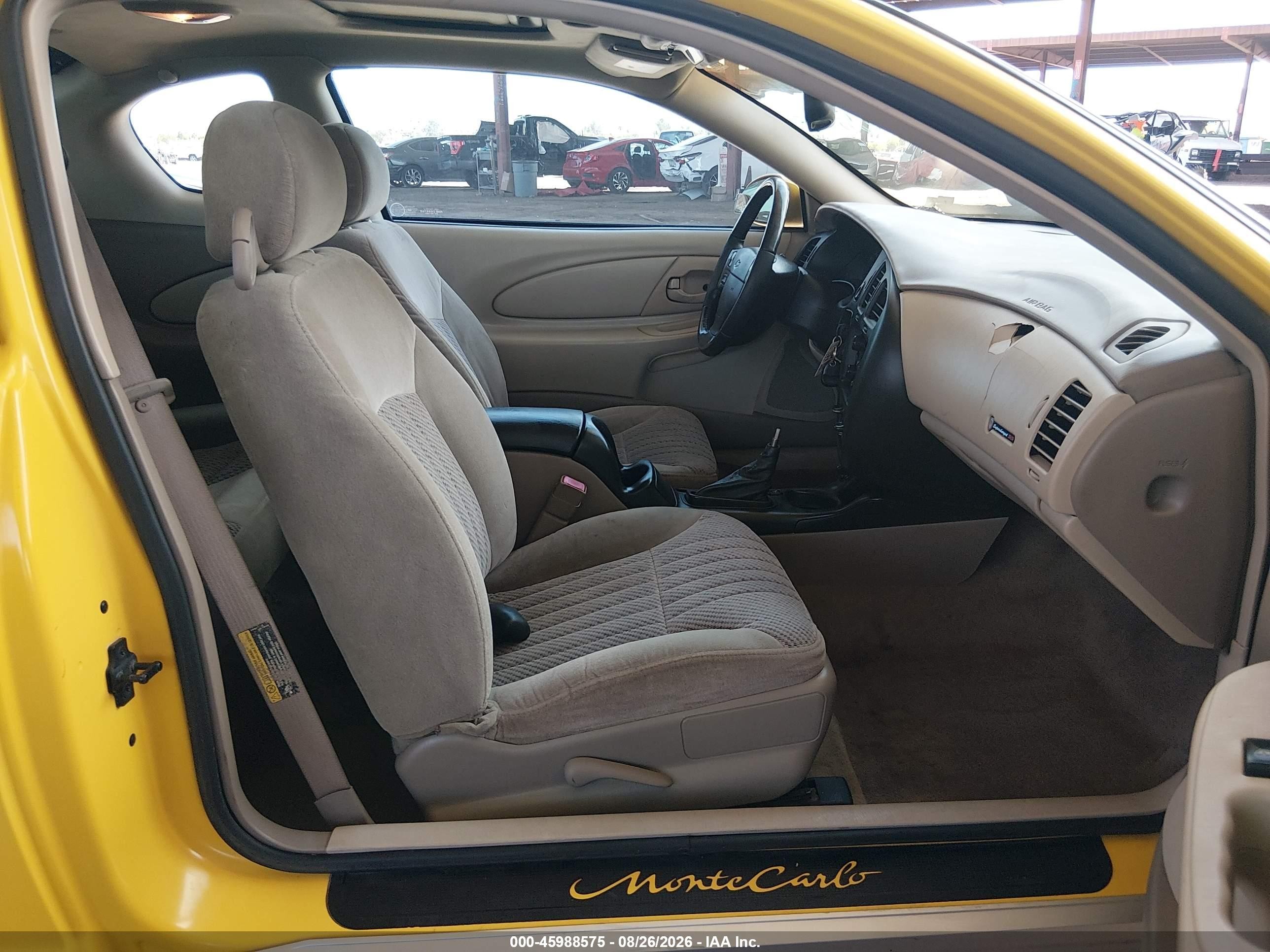 2004 Chevrolet Monte Carlo Supercharged Ss Yellow vin: 2G1WZ121849181574