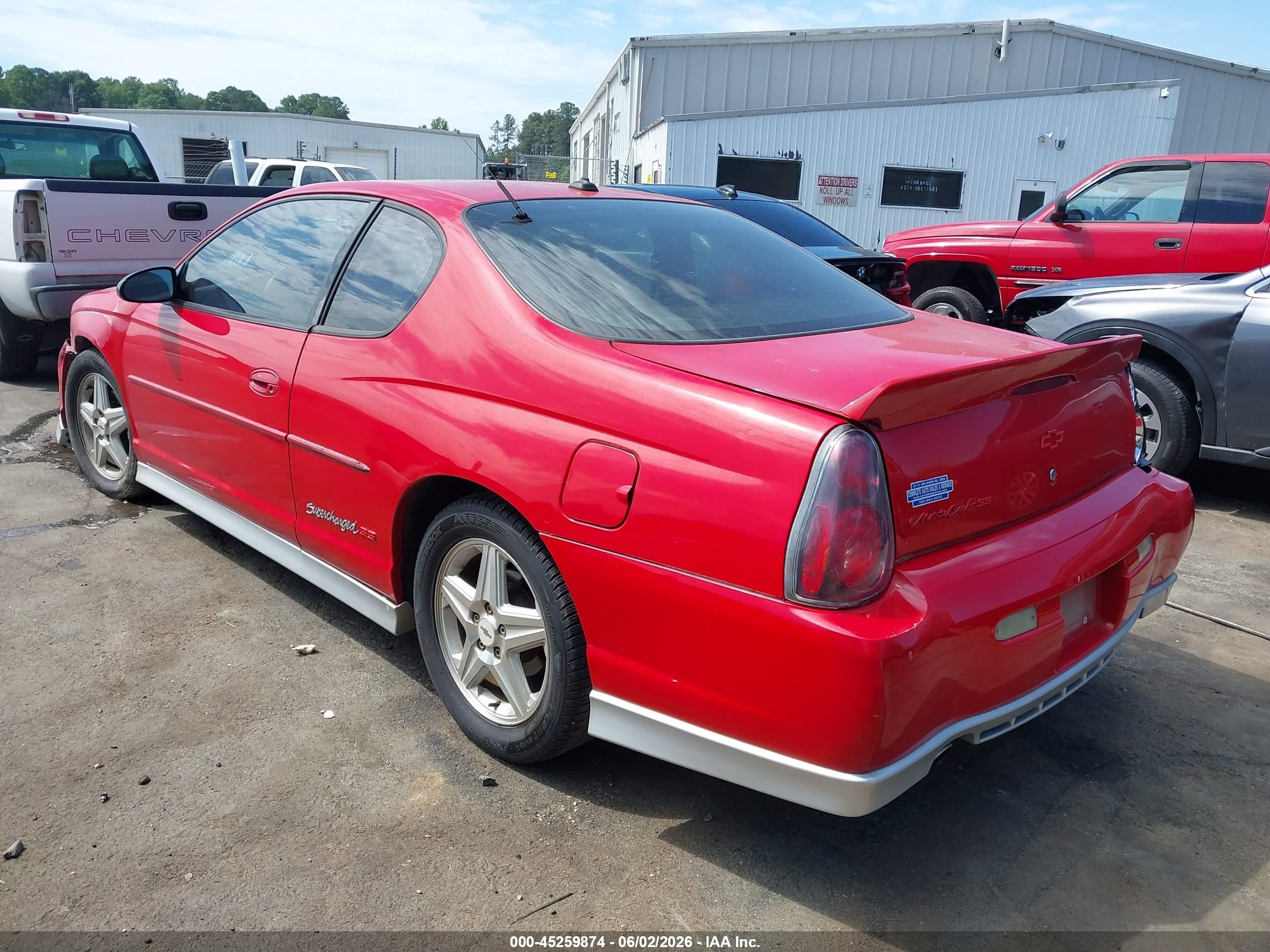2004 Chevrolet Monte Carlo Supercharged Ss Red vin: 2G1WZ151649140887