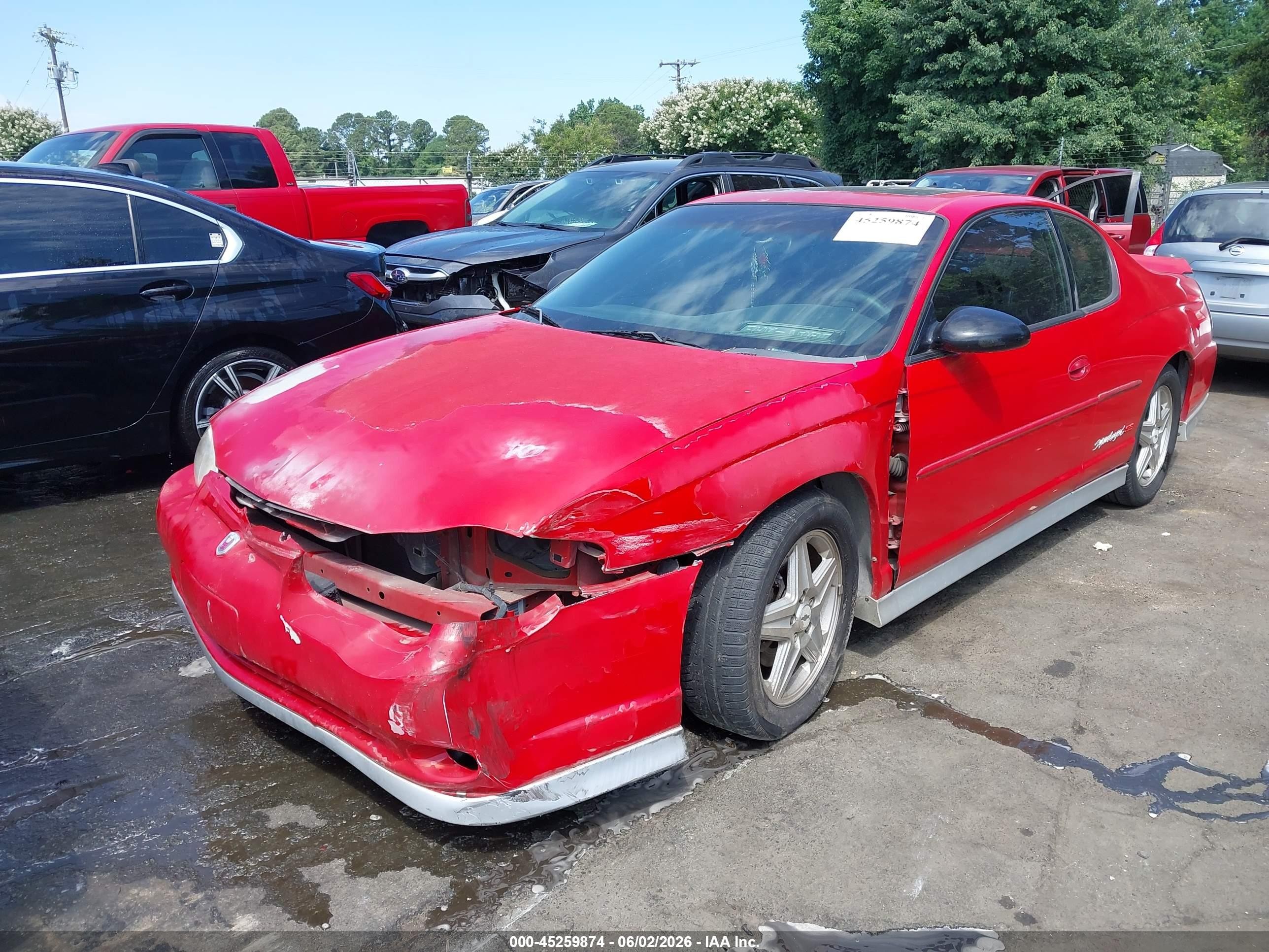 2004 Chevrolet Monte Carlo Supercharged Ss Red vin: 2G1WZ151649140887