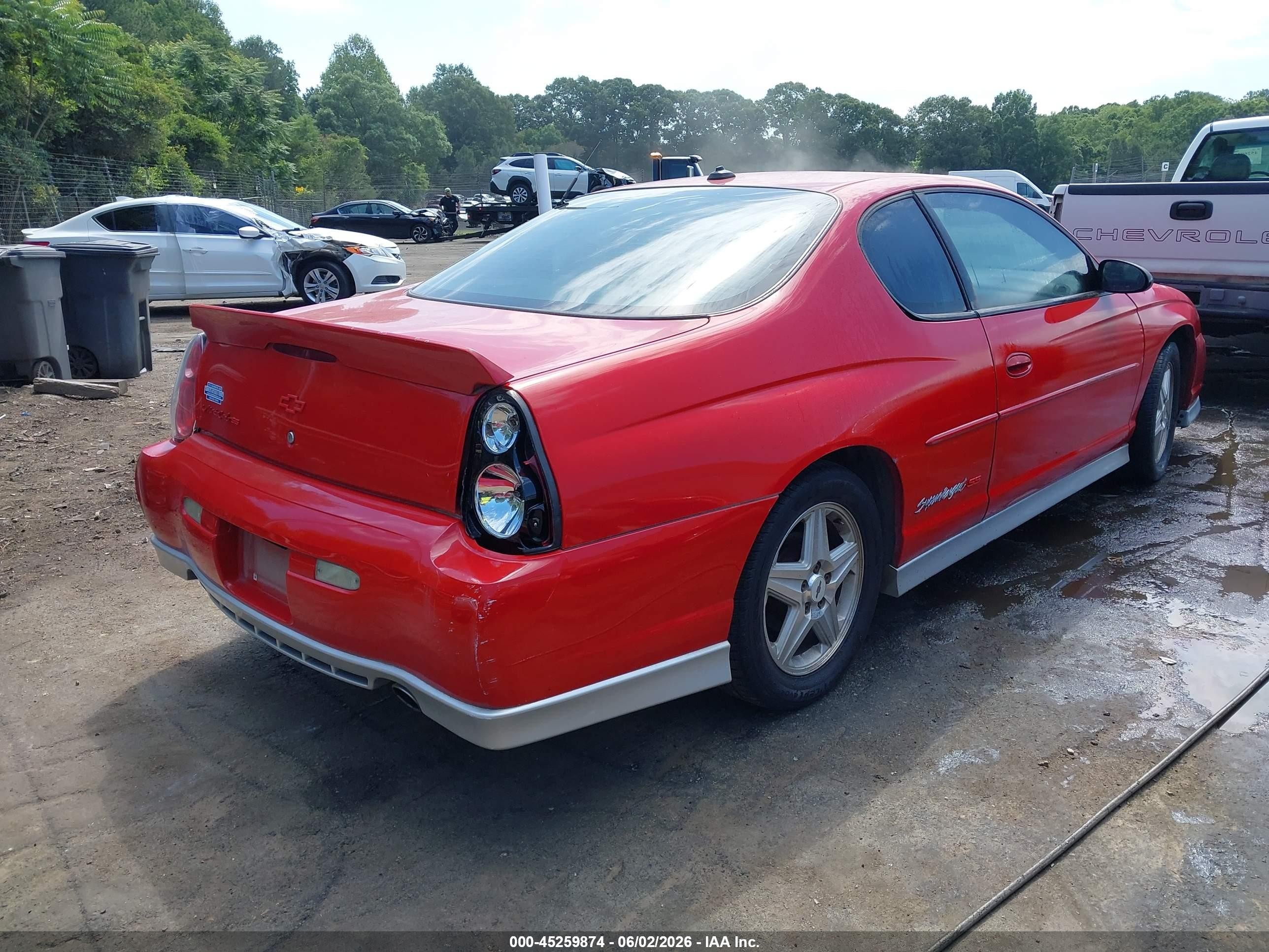 2004 Chevrolet Monte Carlo Supercharged Ss Red vin: 2G1WZ151649140887