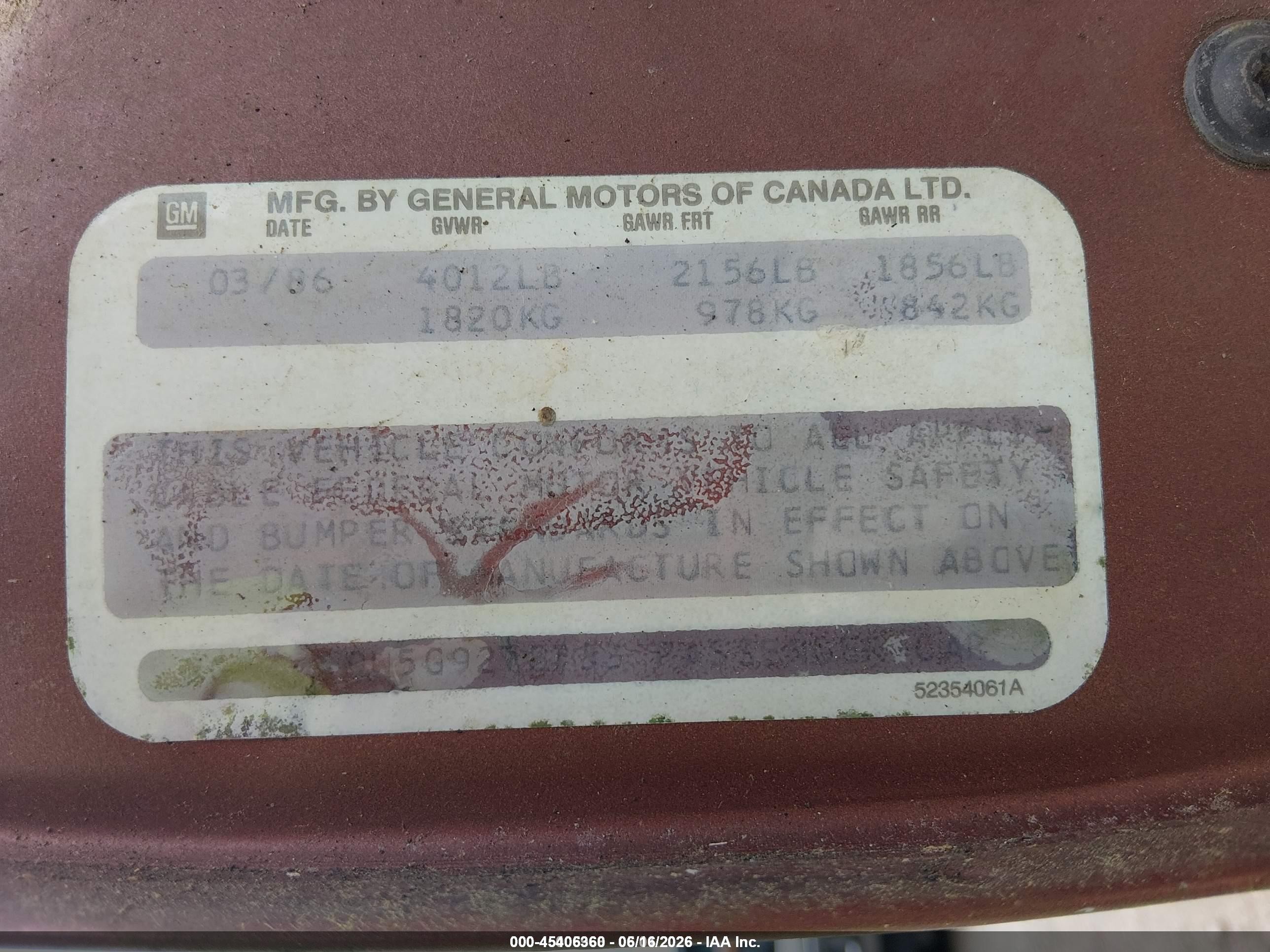 1986 Pontiac 6000 Ste Red vin: 2G2AH19W5G9278133