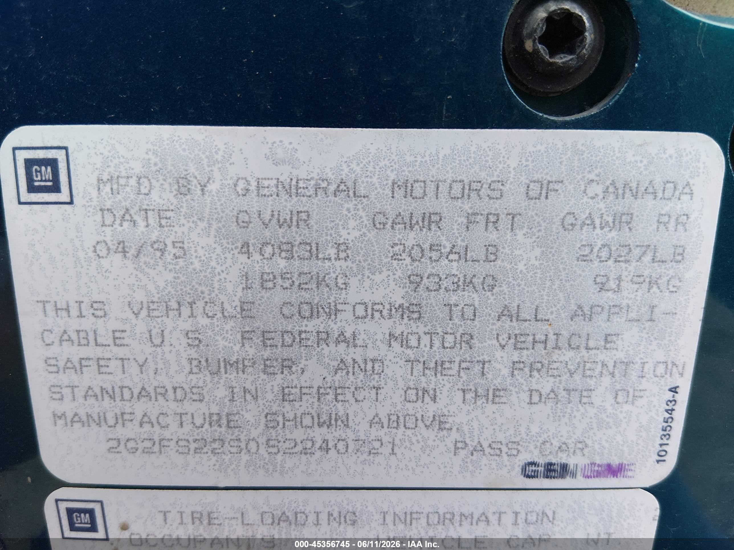1995 Pontiac Firebird   Green vin: 2G2FS22S0S2240721