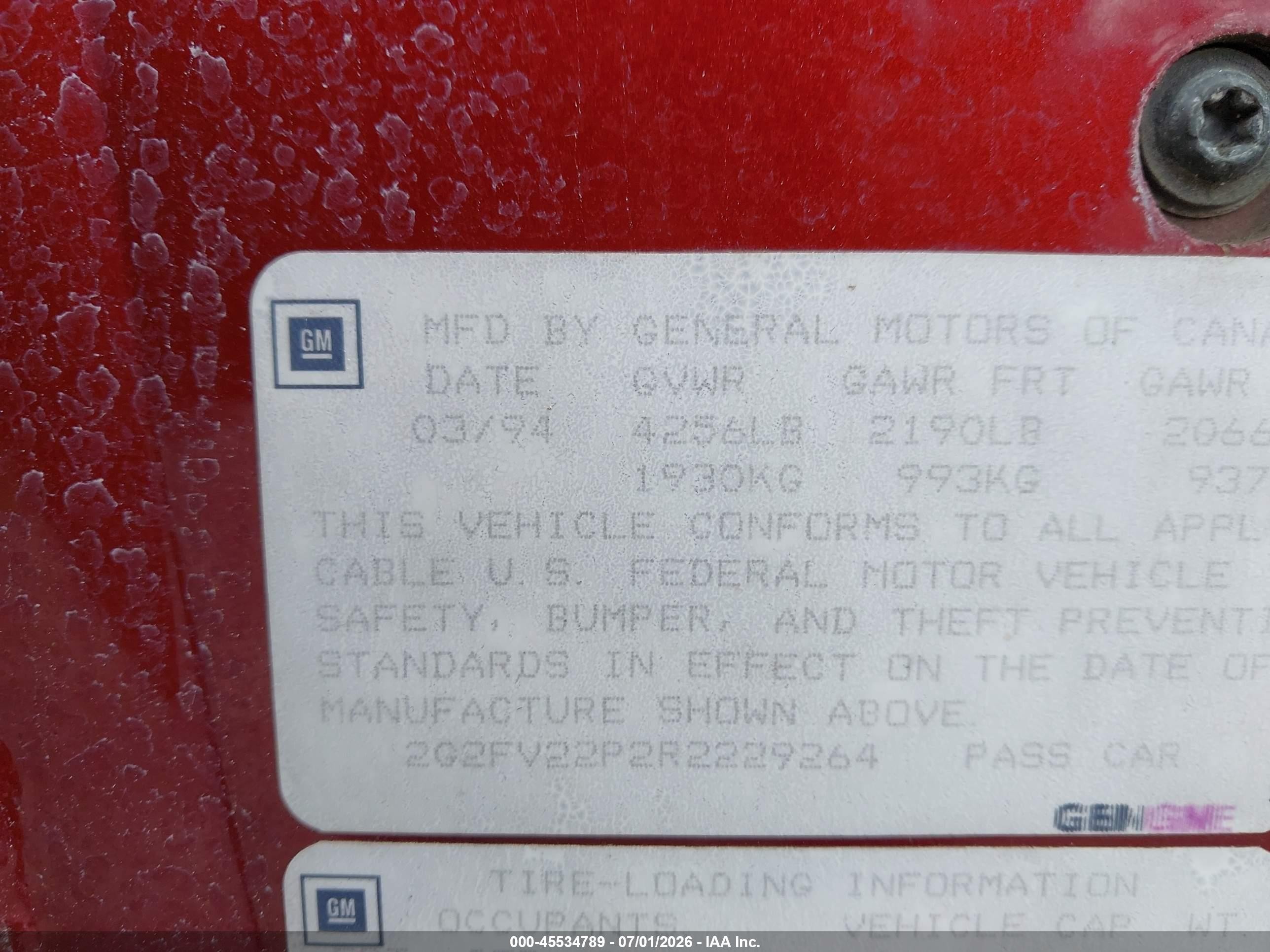 1994 Pontiac Firebird Formula/trans Am/gt Maroon vin: 2G2FV22P2R2229264
