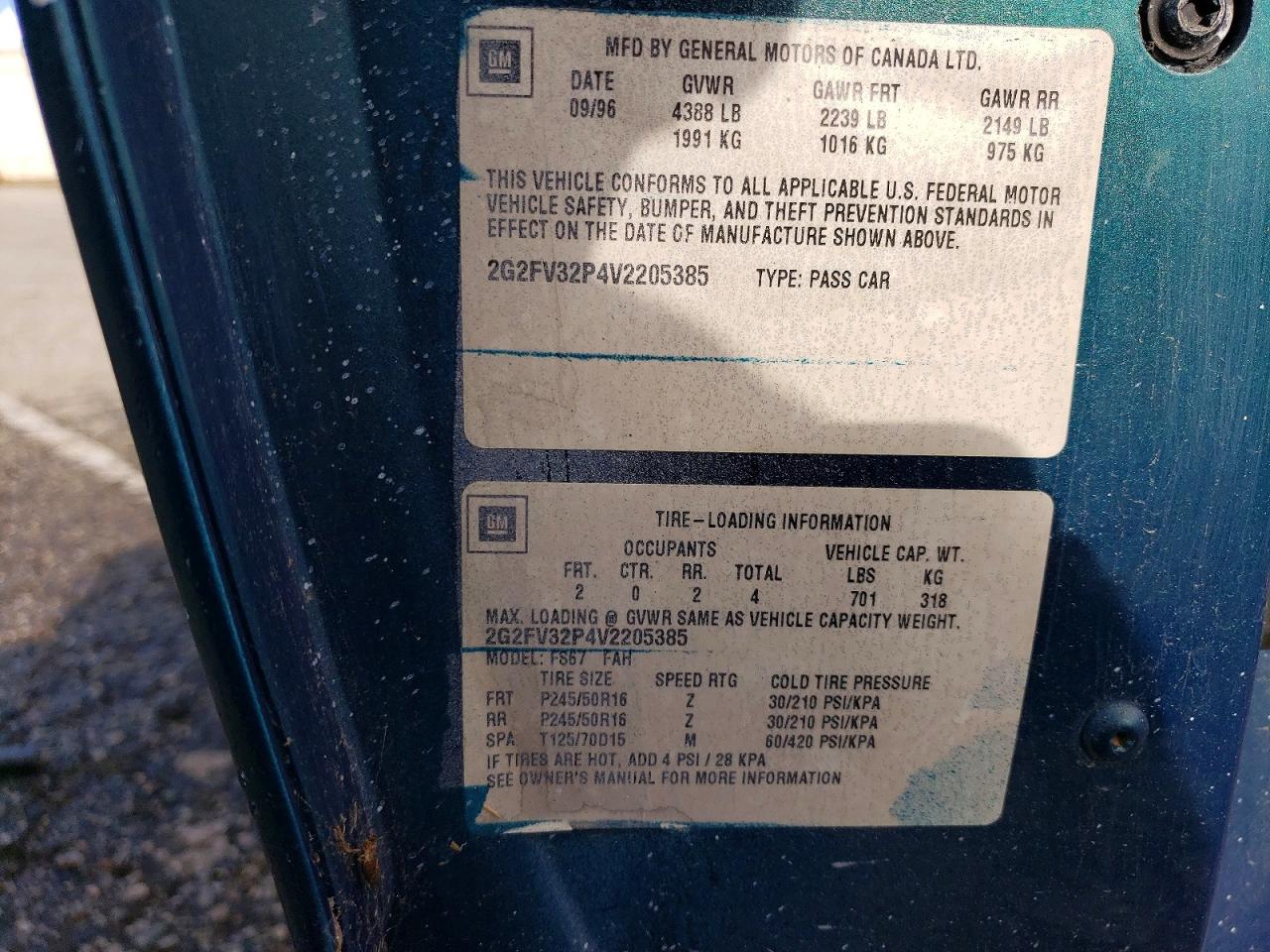 1997 Pontiac Grand Am Green vin: 2G2FV32P4V2205385