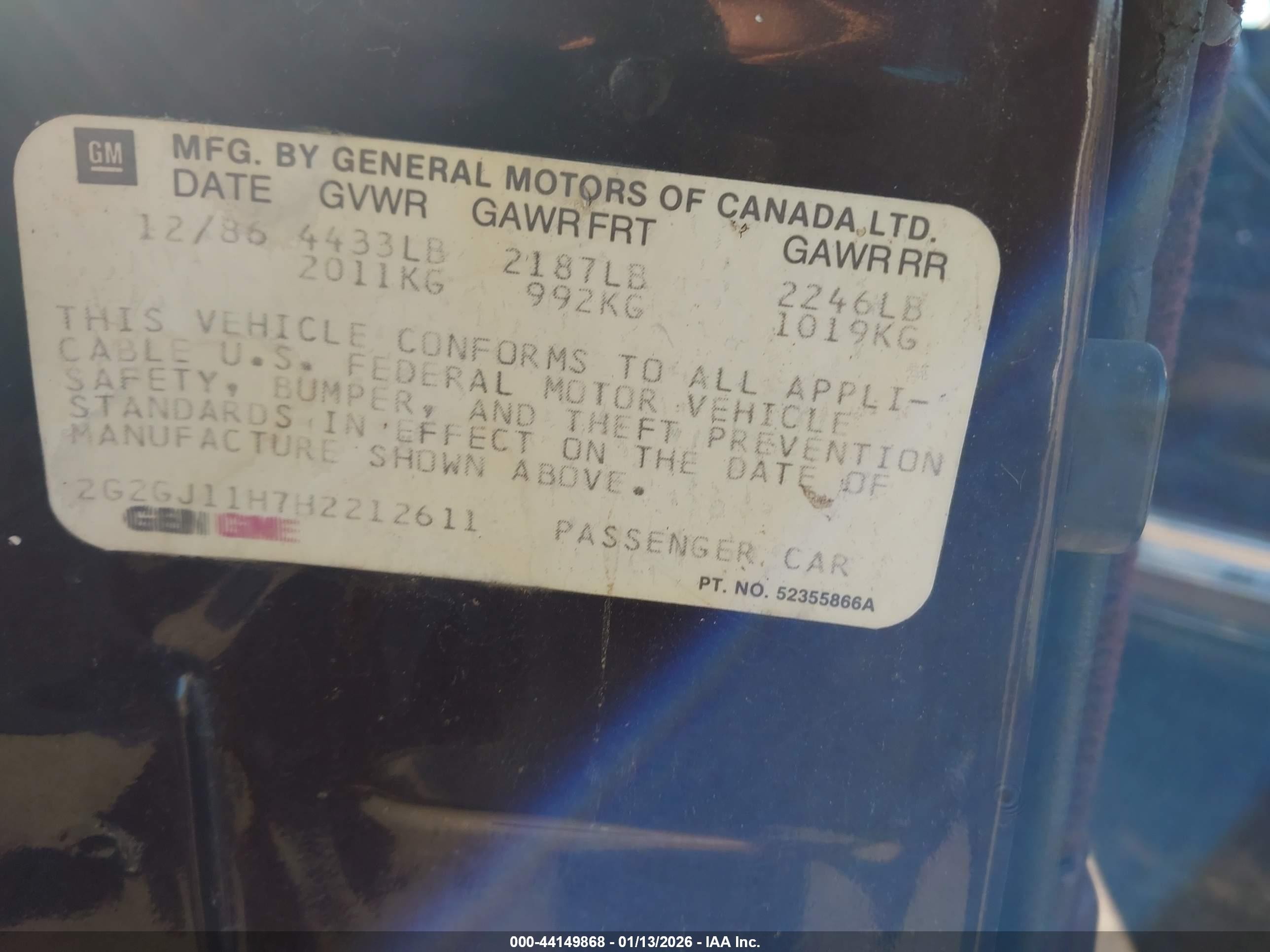 1987 Pontiac Grand Prix   Brown vin: 2G2GJ11H7H2212611