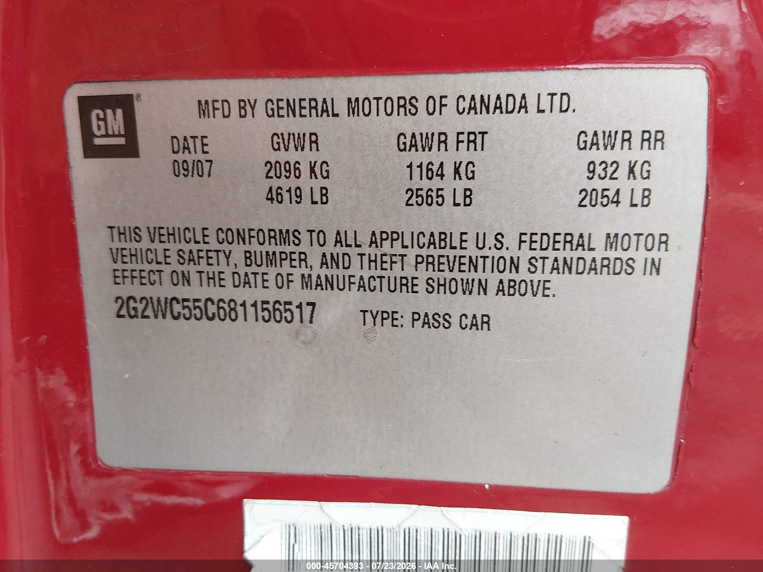 2008 Pontiac Grand Prix Gxp Red vin: 2G2WC55C681156517