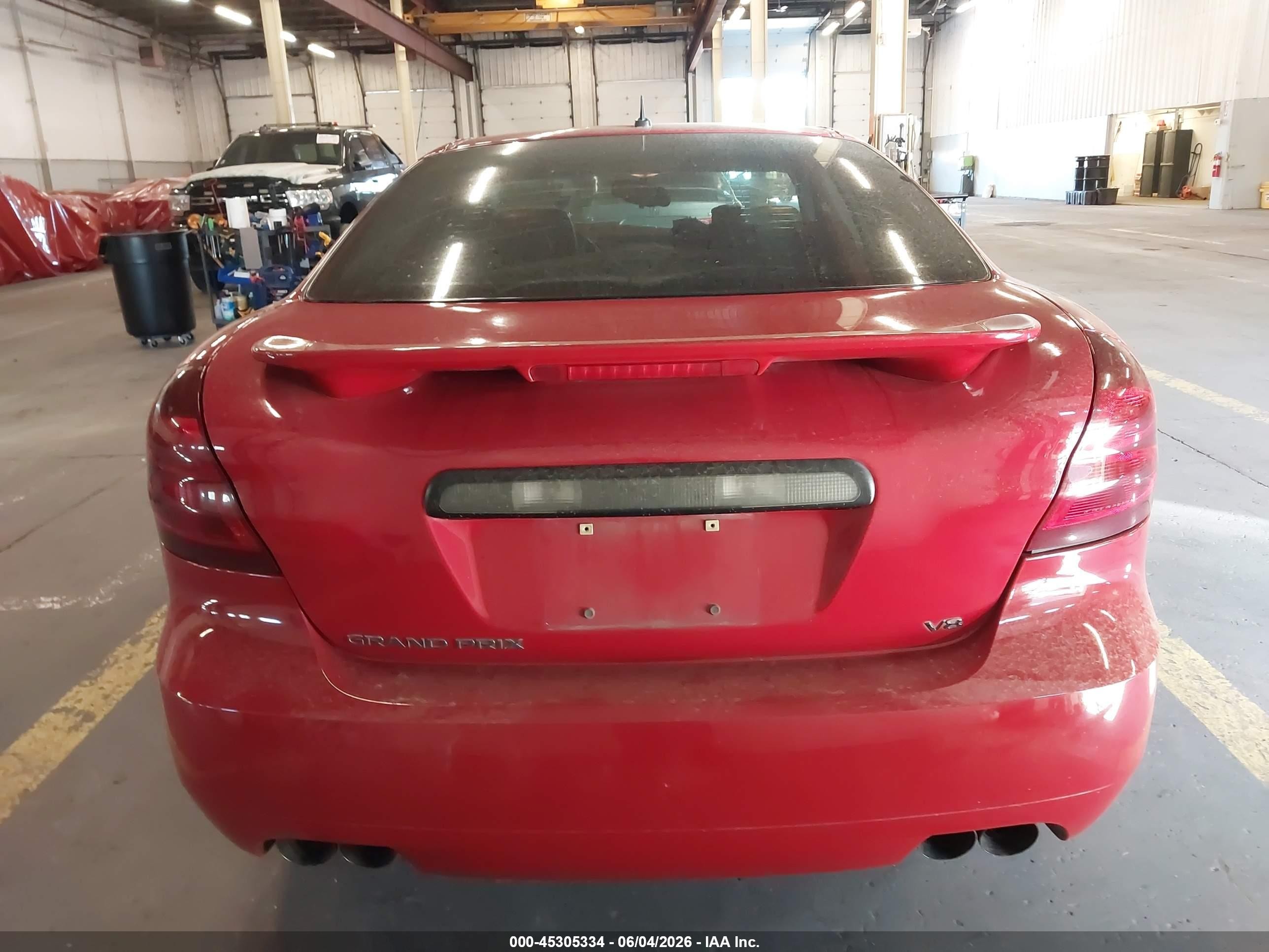2006 Pontiac Grand Prix Gxp Red vin: 2G2WC58C161309992