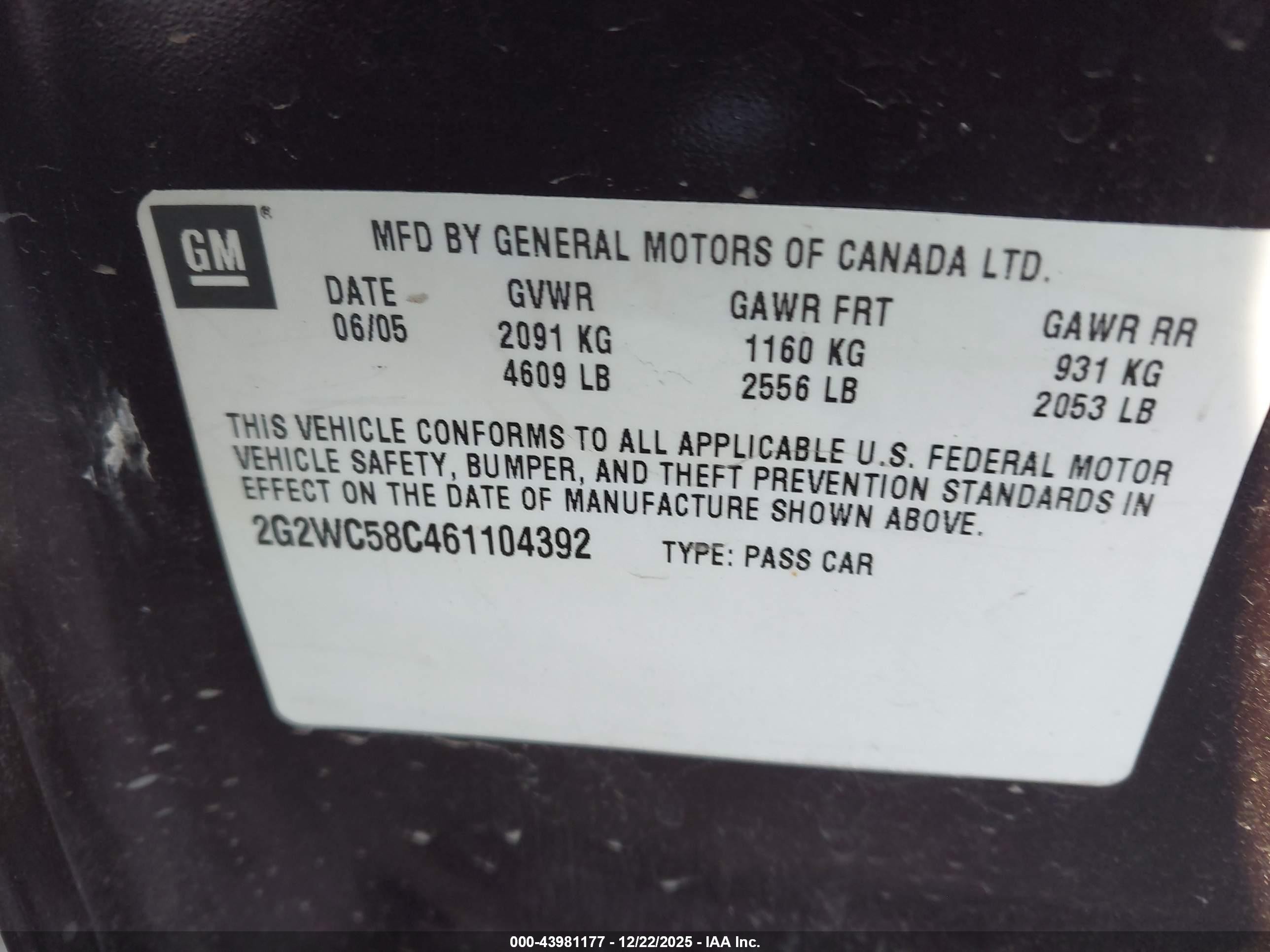2006 Pontiac Grand Prix Gxp Burgundy vin: 2G2WC58C461104392