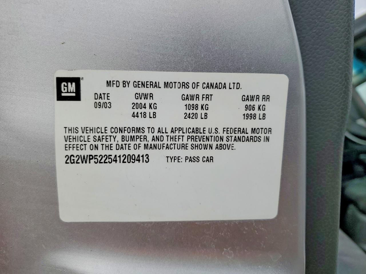 2004 Pontiac Grand Prix Gt Silver vin: 2G2WP522541209413