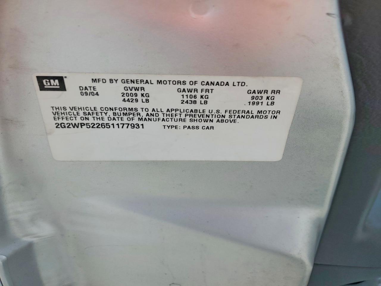 2005 Pontiac Grand Prix Серебряный vin: 2G2WP522651177931