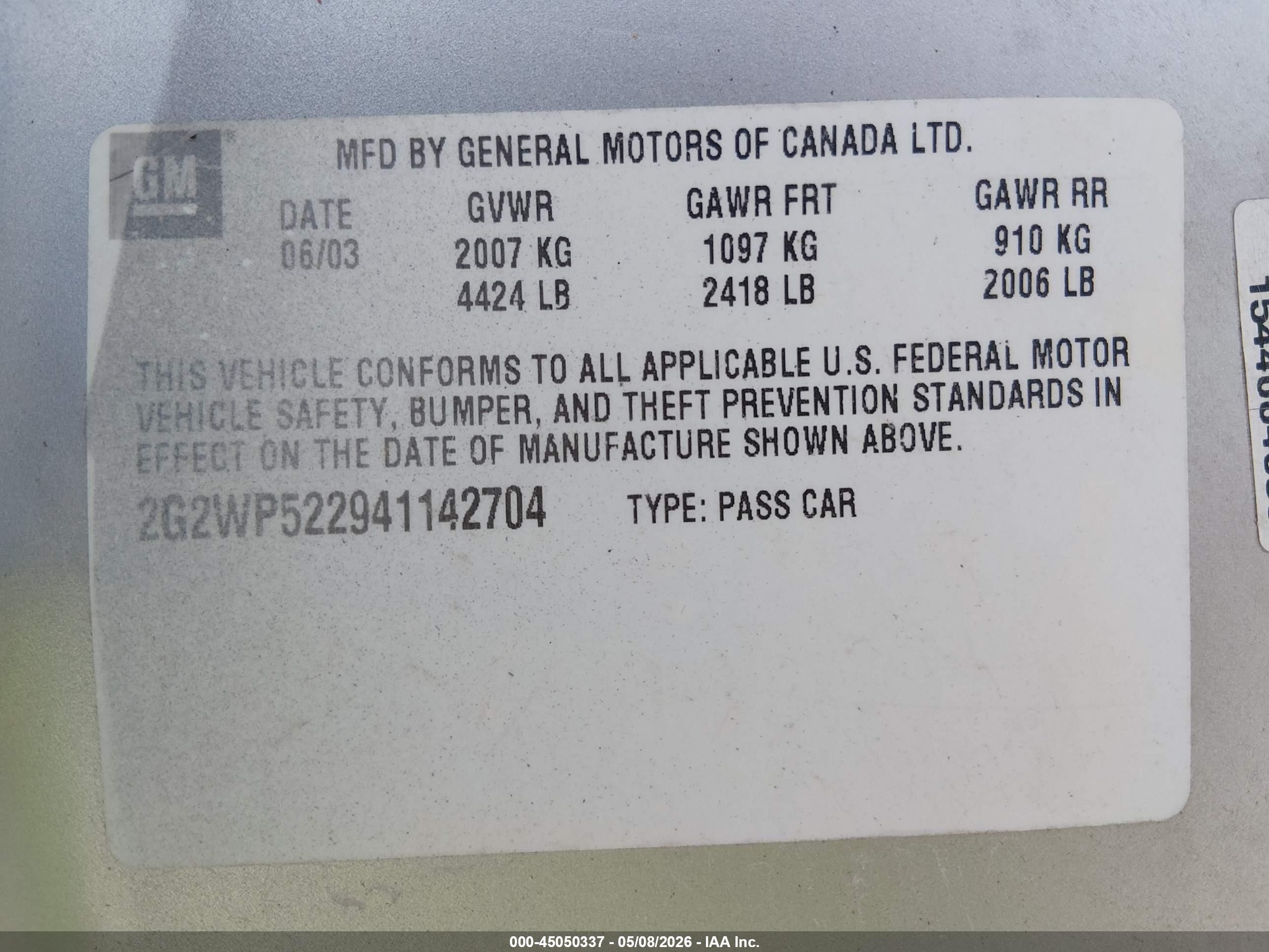 2004 Pontiac Grand Prix Gt1 Silver vin: 2G2WP522941142704