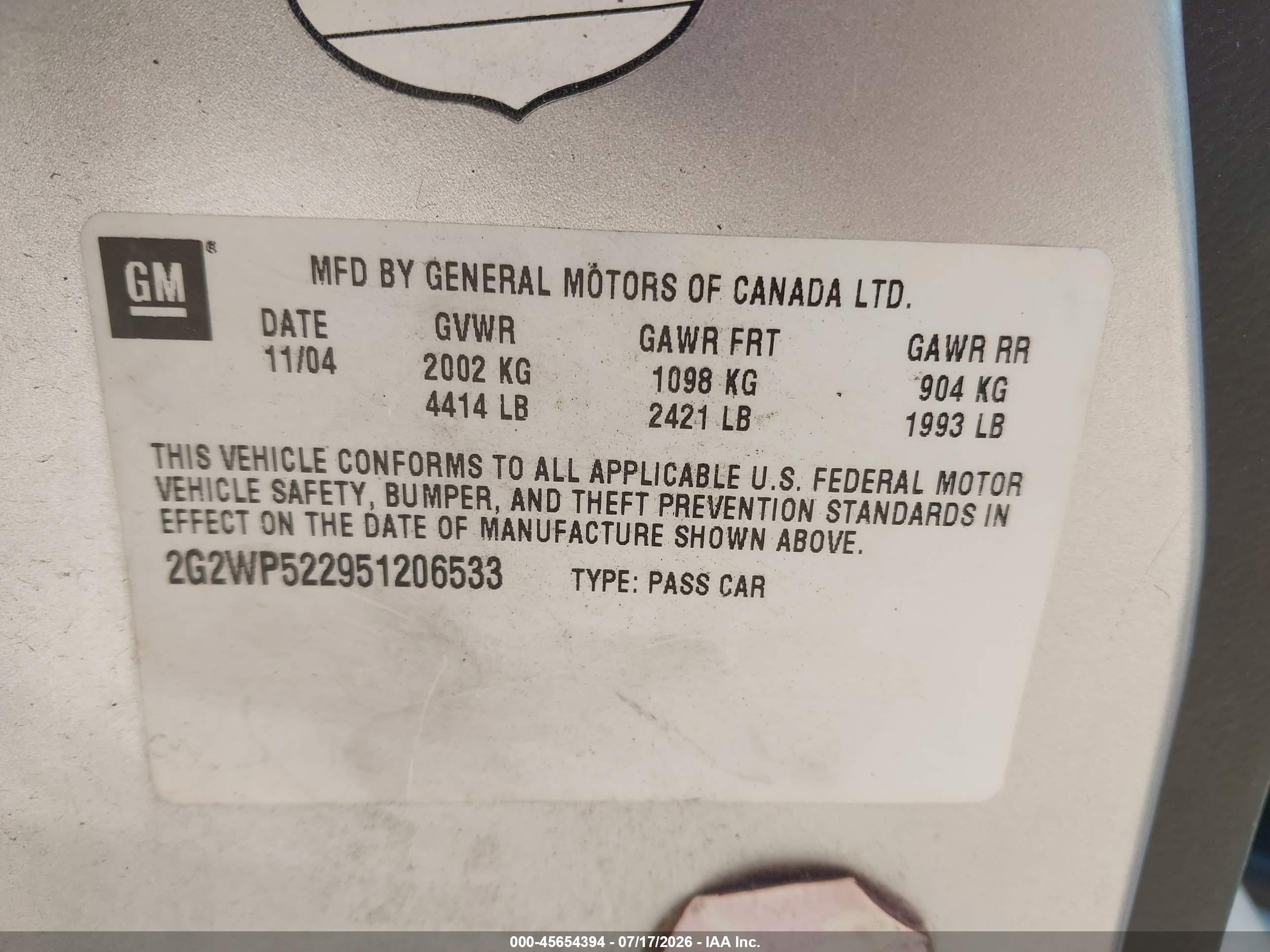 2005 Pontiac Grand Prix   Серебряный vin: 2G2WP522951206533