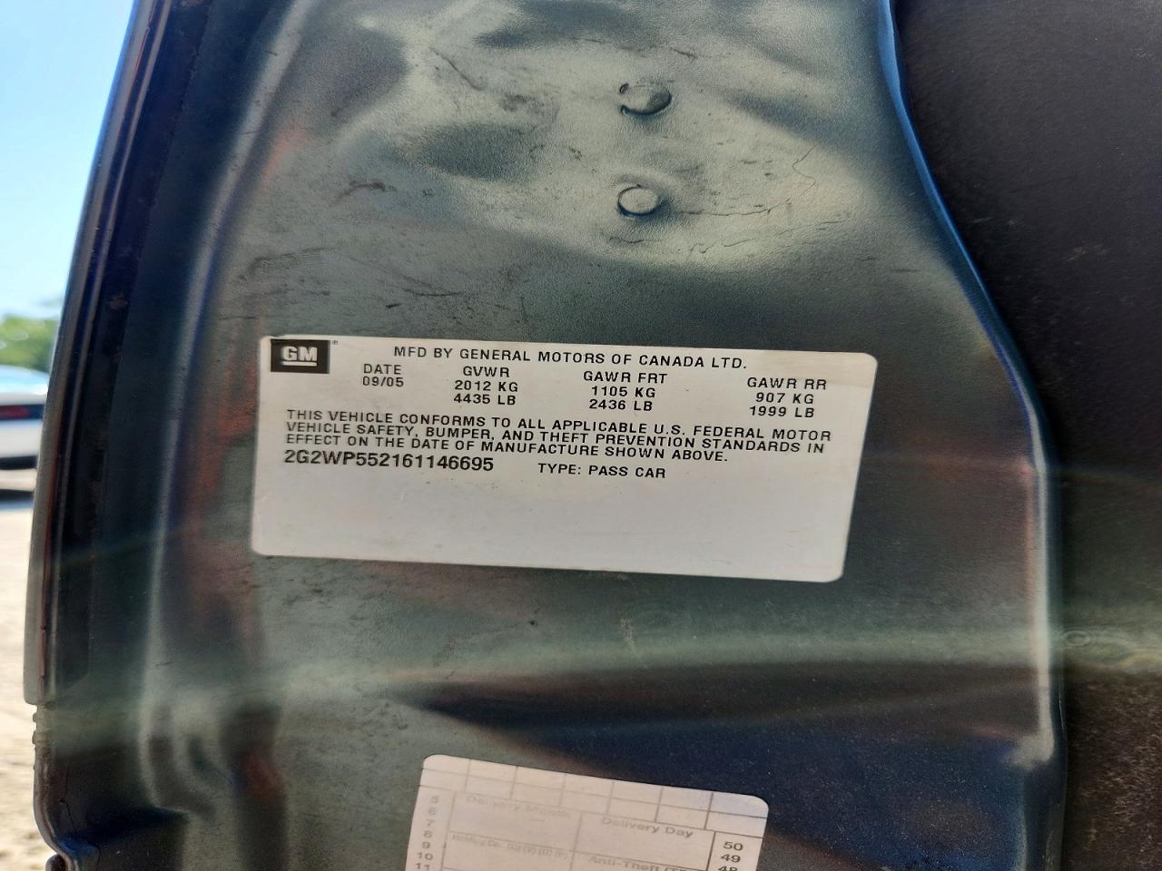 2006 Pontiac Grand Prix Синий vin: 2G2WP552161146695