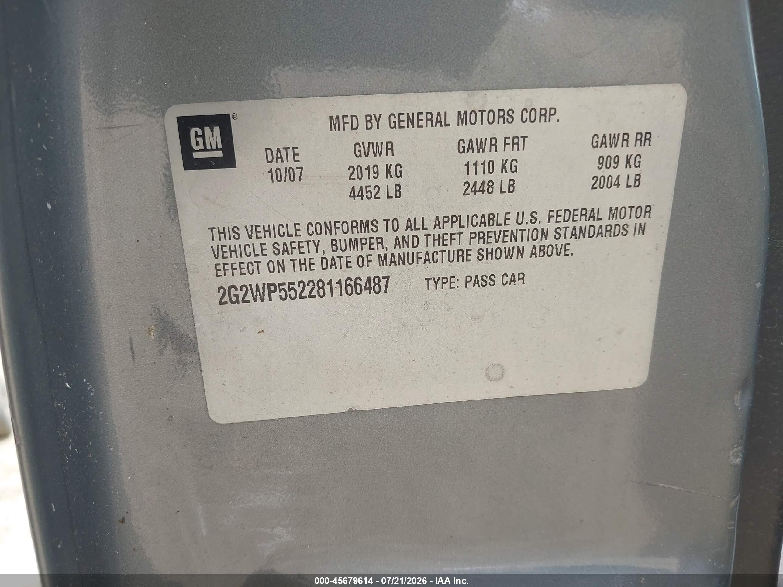 2008 Pontiac Grand Prix   Silver vin: 2G2WP552281166487