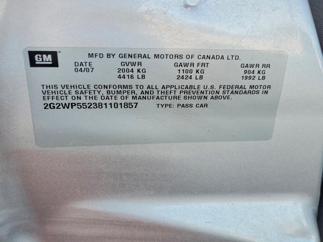 2008 Pontiac Grand Prix Серебряный vin: 2G2WP552381101857