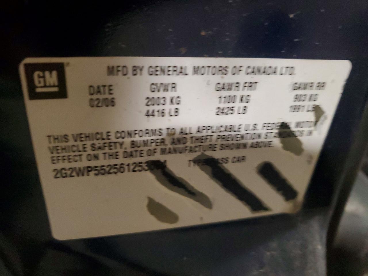2006 Pontiac Grand Prix Se Blue vin: 2G2WP552561253684