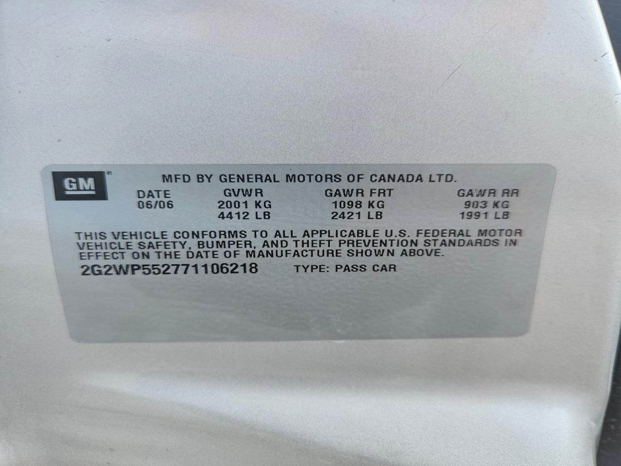 2007 Pontiac Grand Prix Silver vin: 2G2WP552771106218