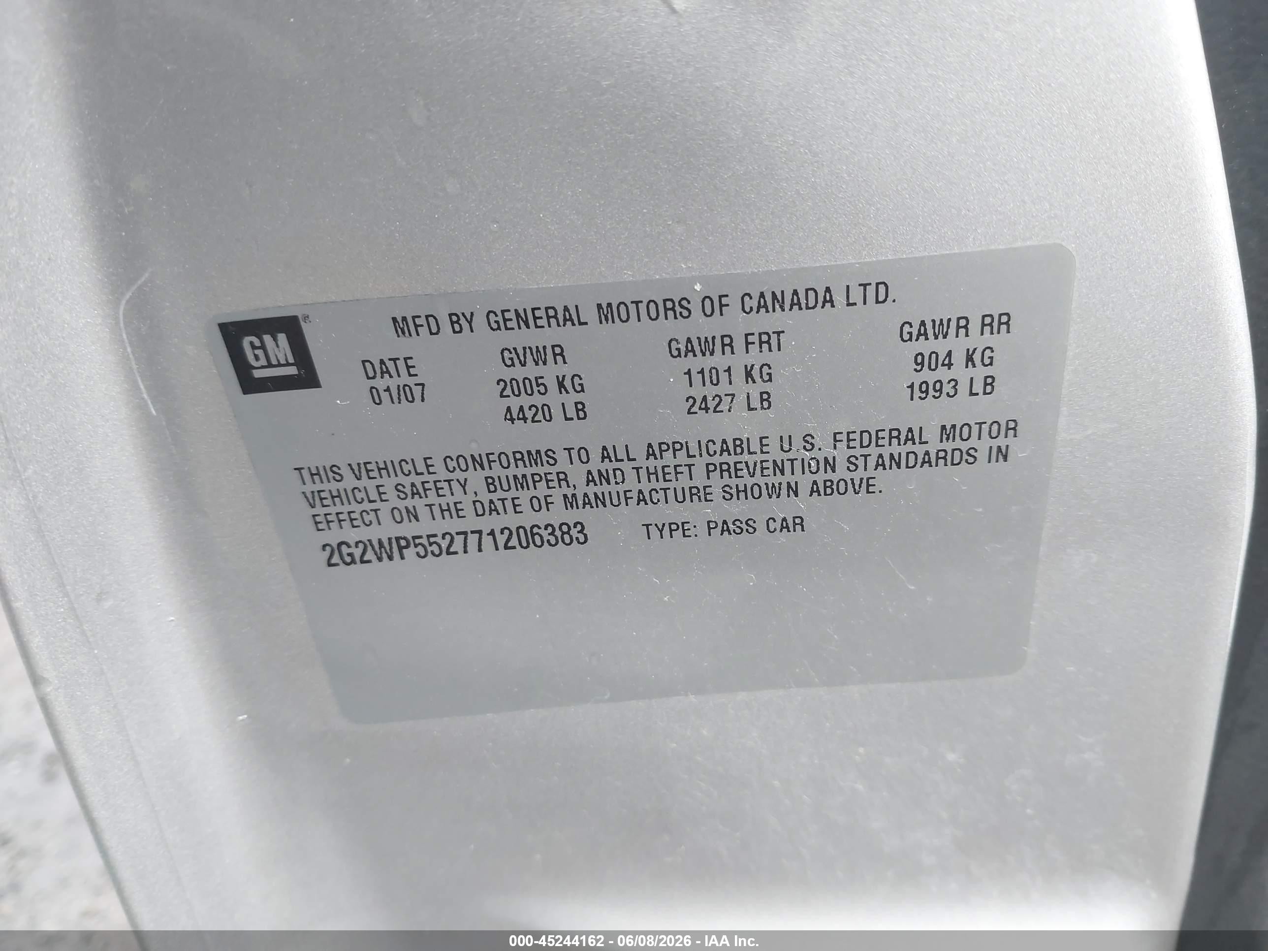 2007 Pontiac Grand Prix   Серебряный vin: 2G2WP552771206383