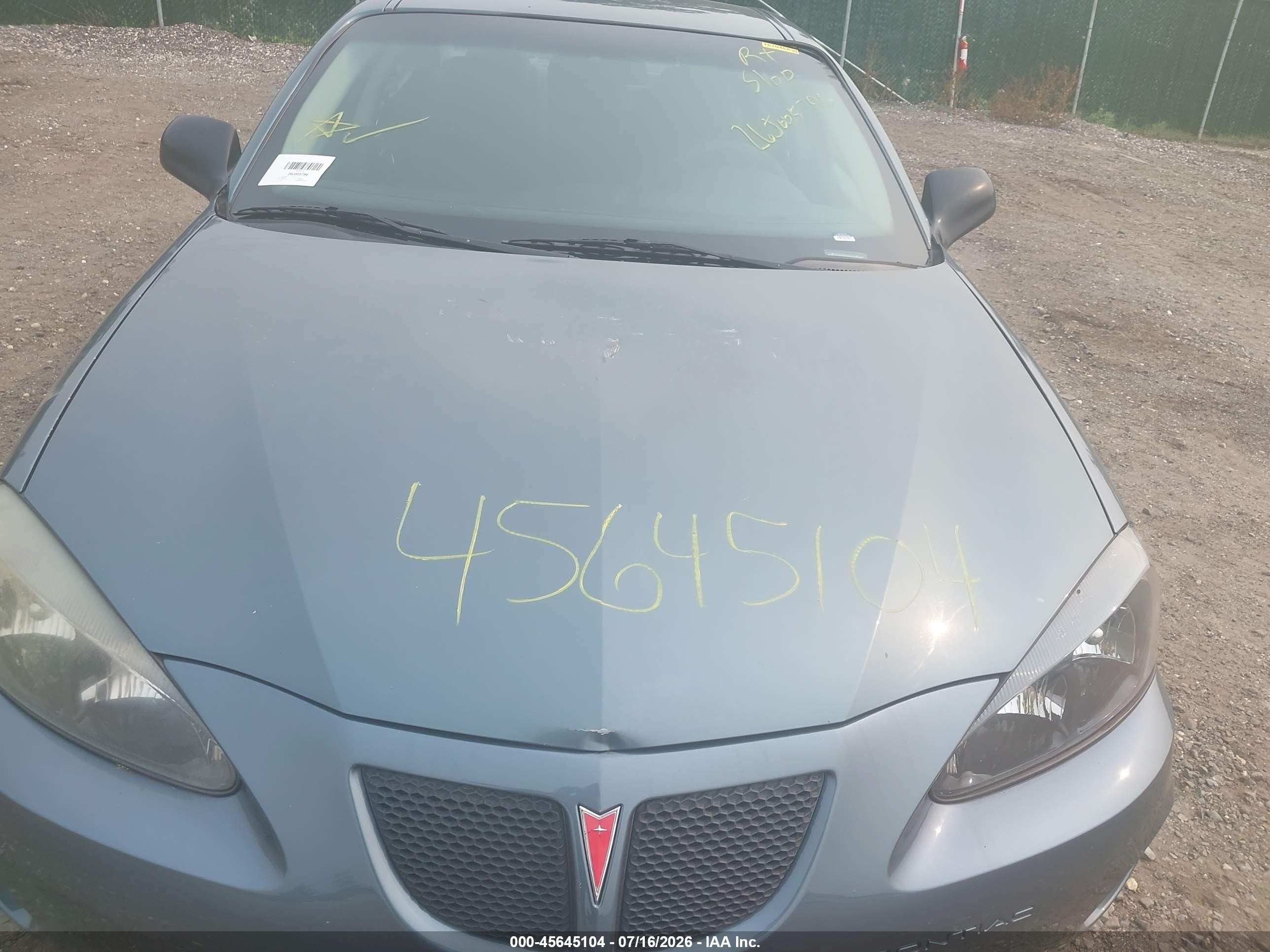 2006 Pontiac Grand Prix   Зеленый vin: 2G2WP552961227556